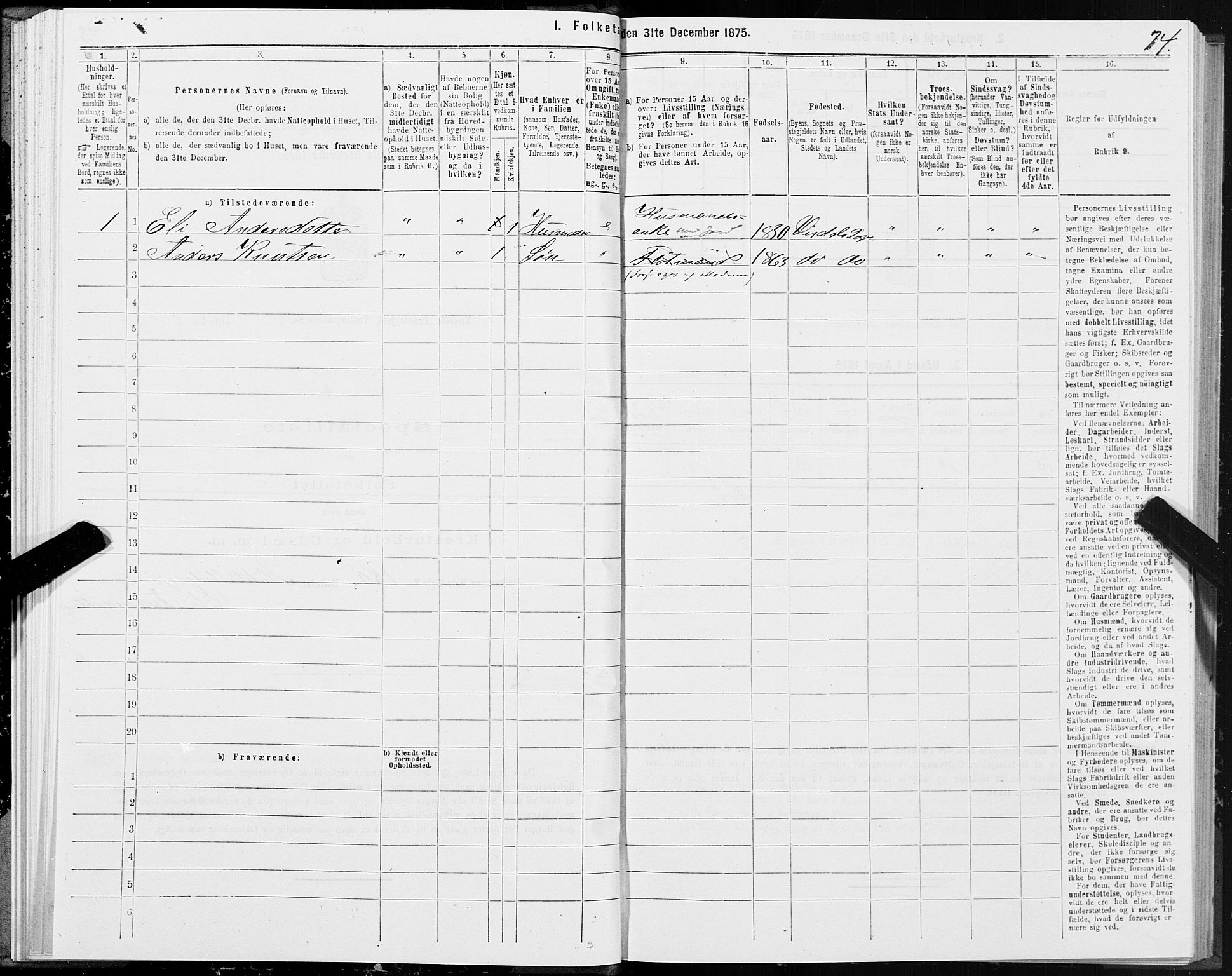 SAT, 1875 census for 1543P Nesset, 1875, p. 4074