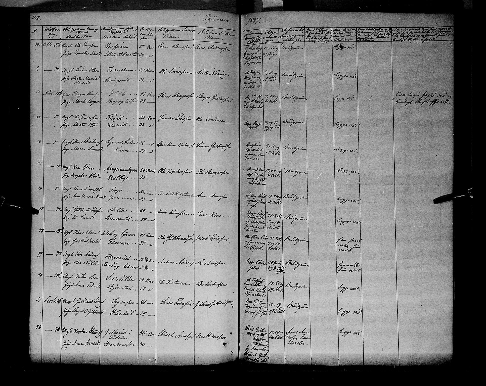 Vinger prestekontor, SAH/PREST-024/H/Ha/Haa/L0009: Parish register (official) no. 9, 1847-1855, p. 312