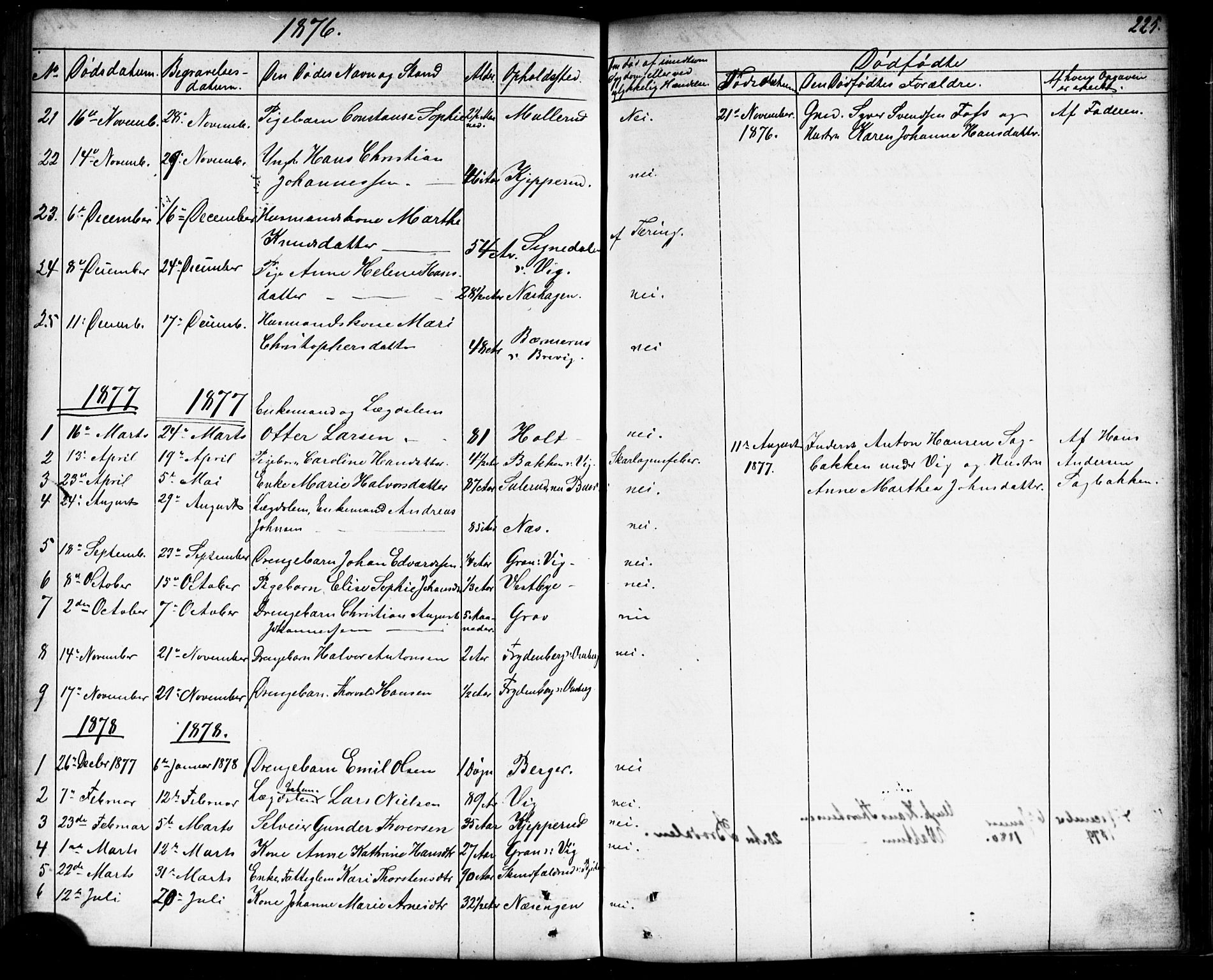 Enebakk prestekontor Kirkebøker, AV/SAO-A-10171c/G/Gb/L0001: Parish register (copy) no. II 1, 1859-1890, p. 225