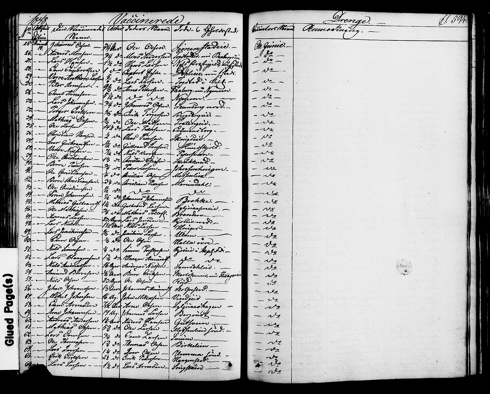 Ringsaker prestekontor, SAH/PREST-014/K/Ka/L0008: Parish register (official) no. 8, 1837-1850, p. 594