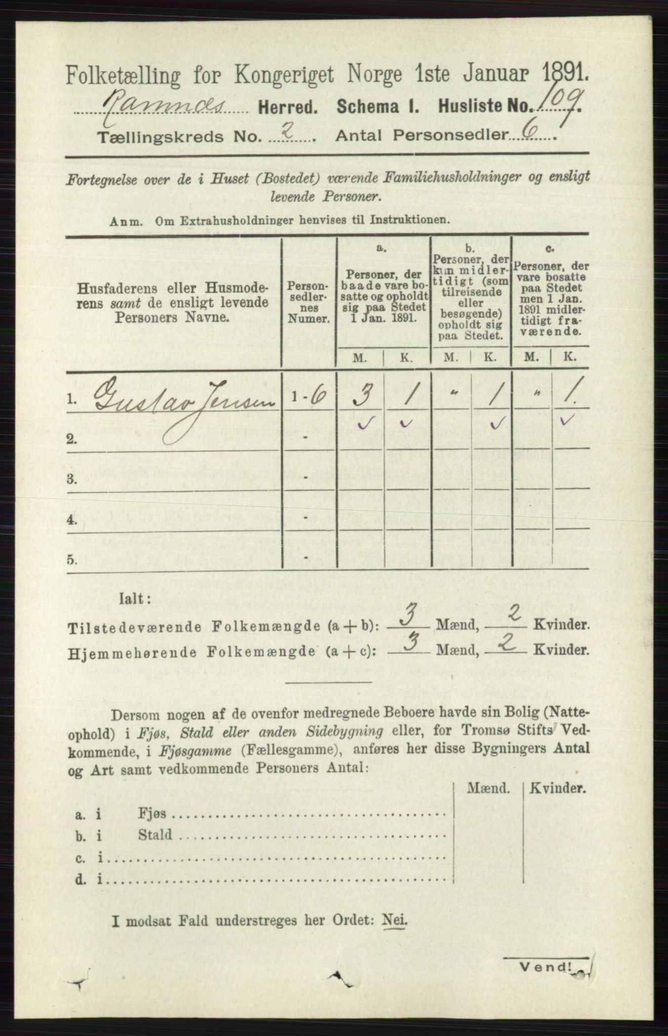 RA, 1891 census for 0718 Ramnes, 1891, p. 563