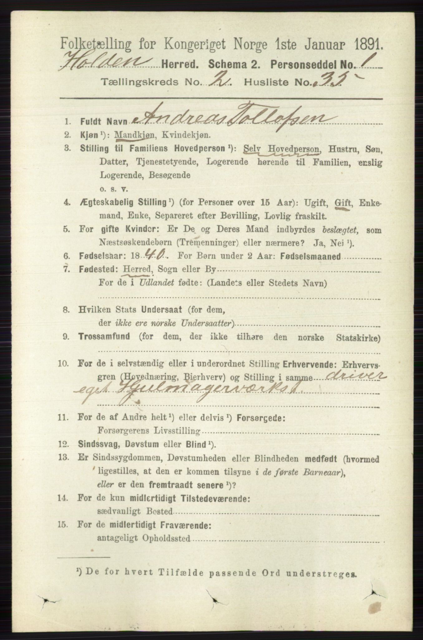 RA, 1891 census for 0819 Holla, 1891, p. 995