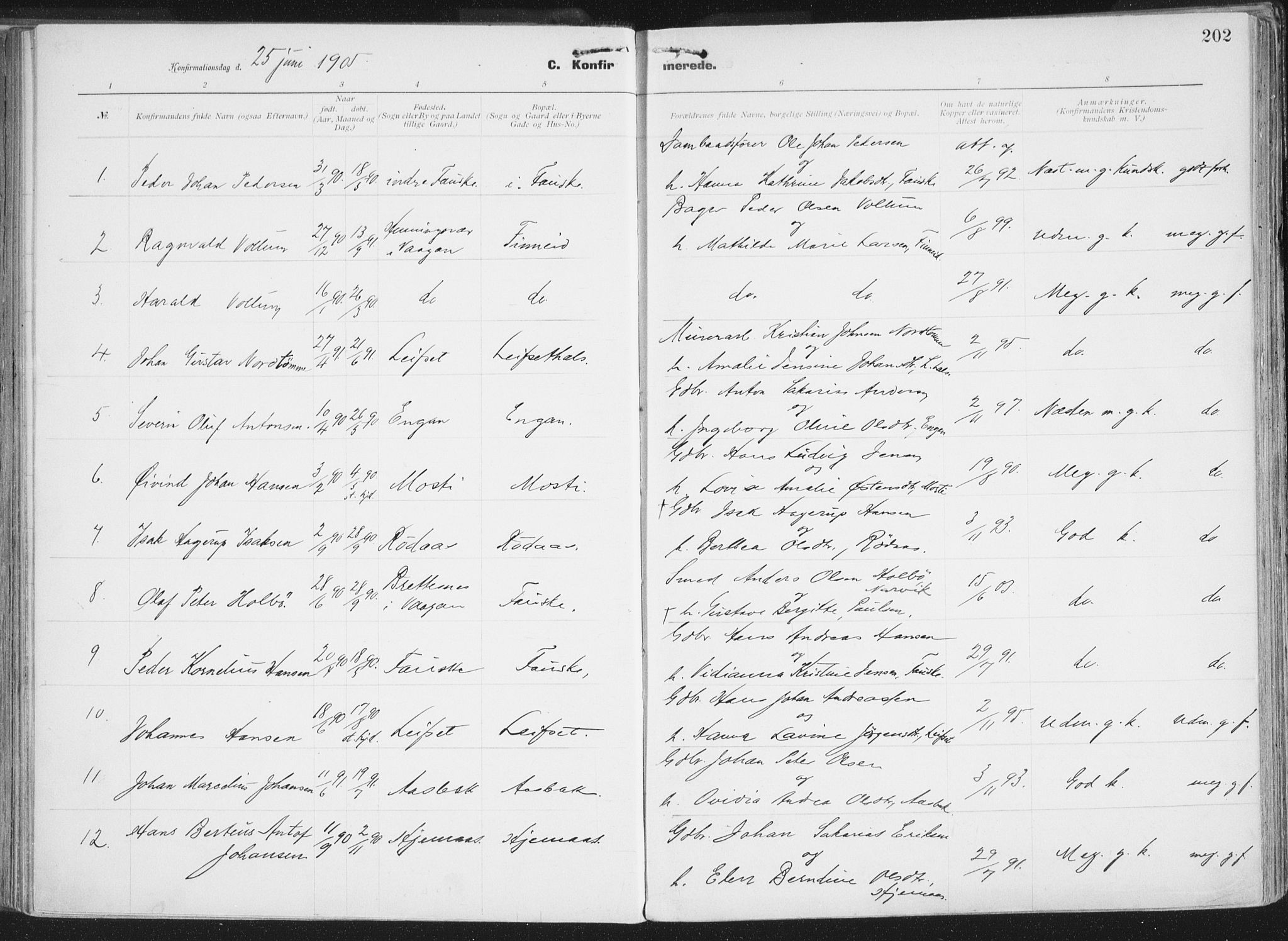 Ministerialprotokoller, klokkerbøker og fødselsregistre - Nordland, SAT/A-1459/849/L0696: Parish register (official) no. 849A08, 1898-1910, p. 202