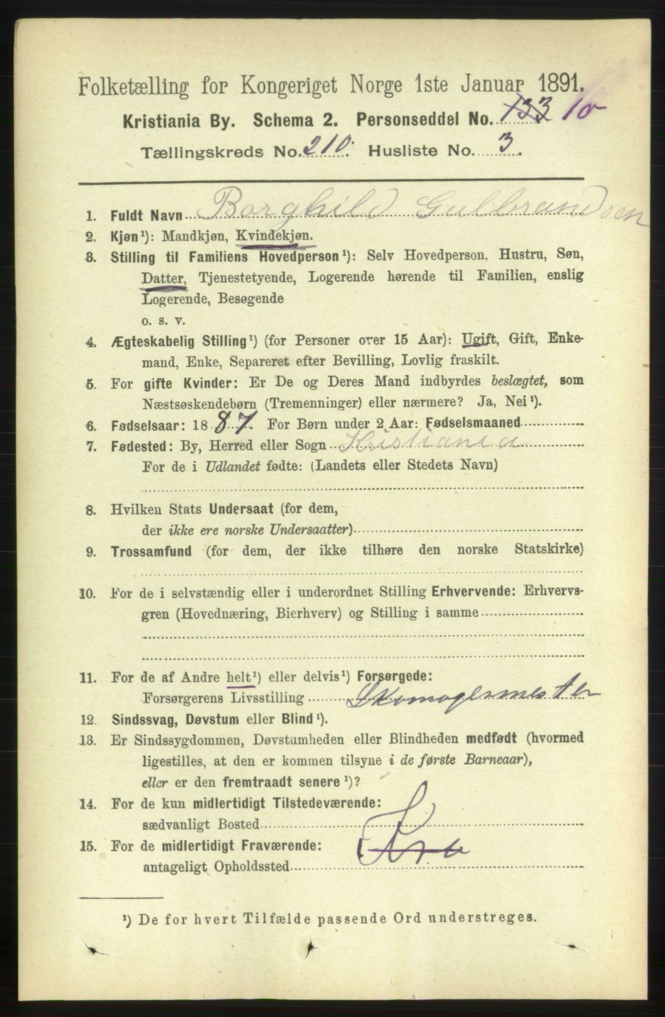 RA, 1891 census for 0301 Kristiania, 1891, p. 125441