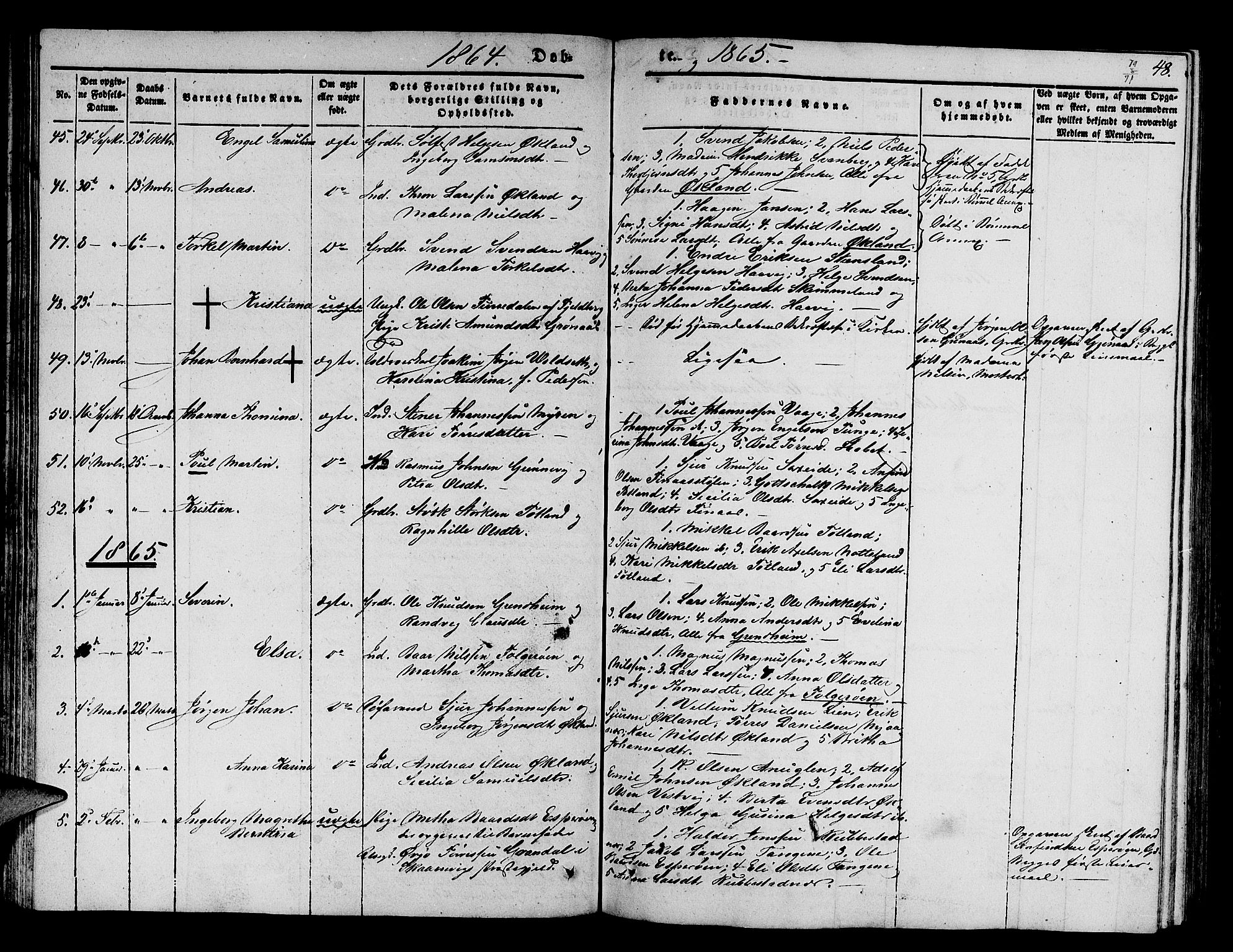 Finnås sokneprestembete, SAB/A-99925/H/Ha/Hab/Haba/L0001: Parish register (copy) no. A 1, 1851-1873, p. 48