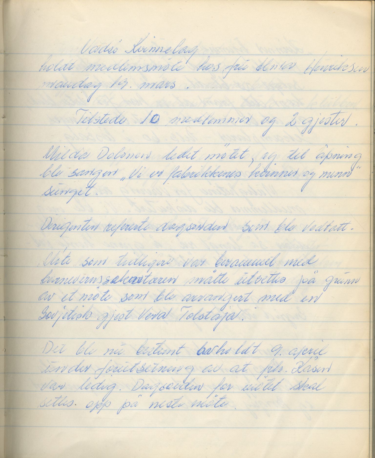 Vadsø Kvinnelag, FMFB/A-1054/A/L0001: Møteprotokoll, 1962-1966, p. 13