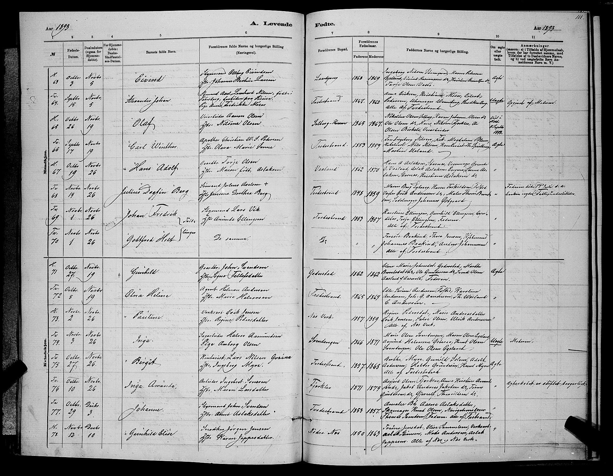 Holt sokneprestkontor, AV/SAK-1111-0021/F/Fb/L0010: Parish register (copy) no. B 10, 1883-1896, p. 111