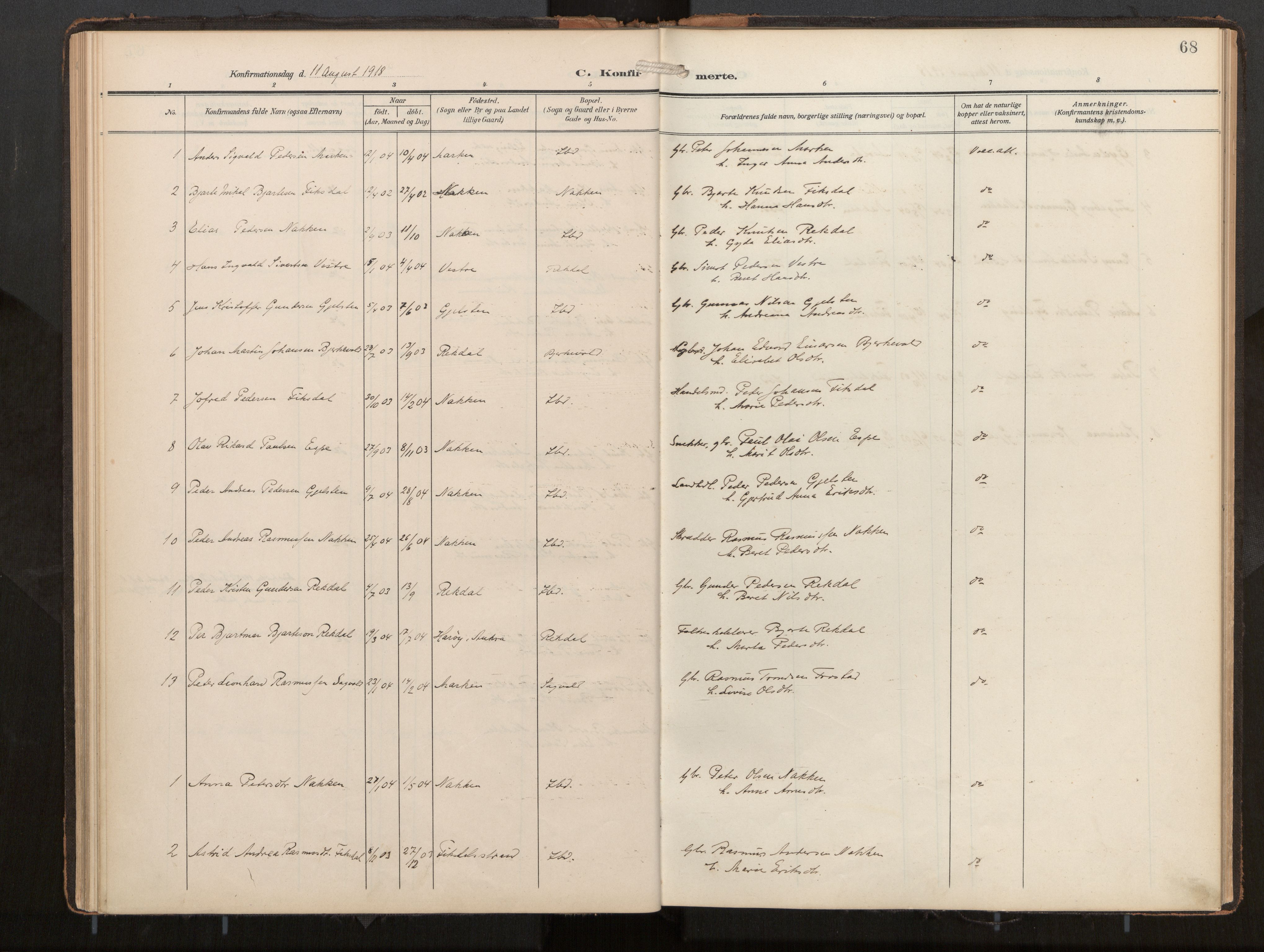 Ministerialprotokoller, klokkerbøker og fødselsregistre - Møre og Romsdal, AV/SAT-A-1454/540/L0540b: Parish register (official) no. 540A03, 1909-1932, p. 68