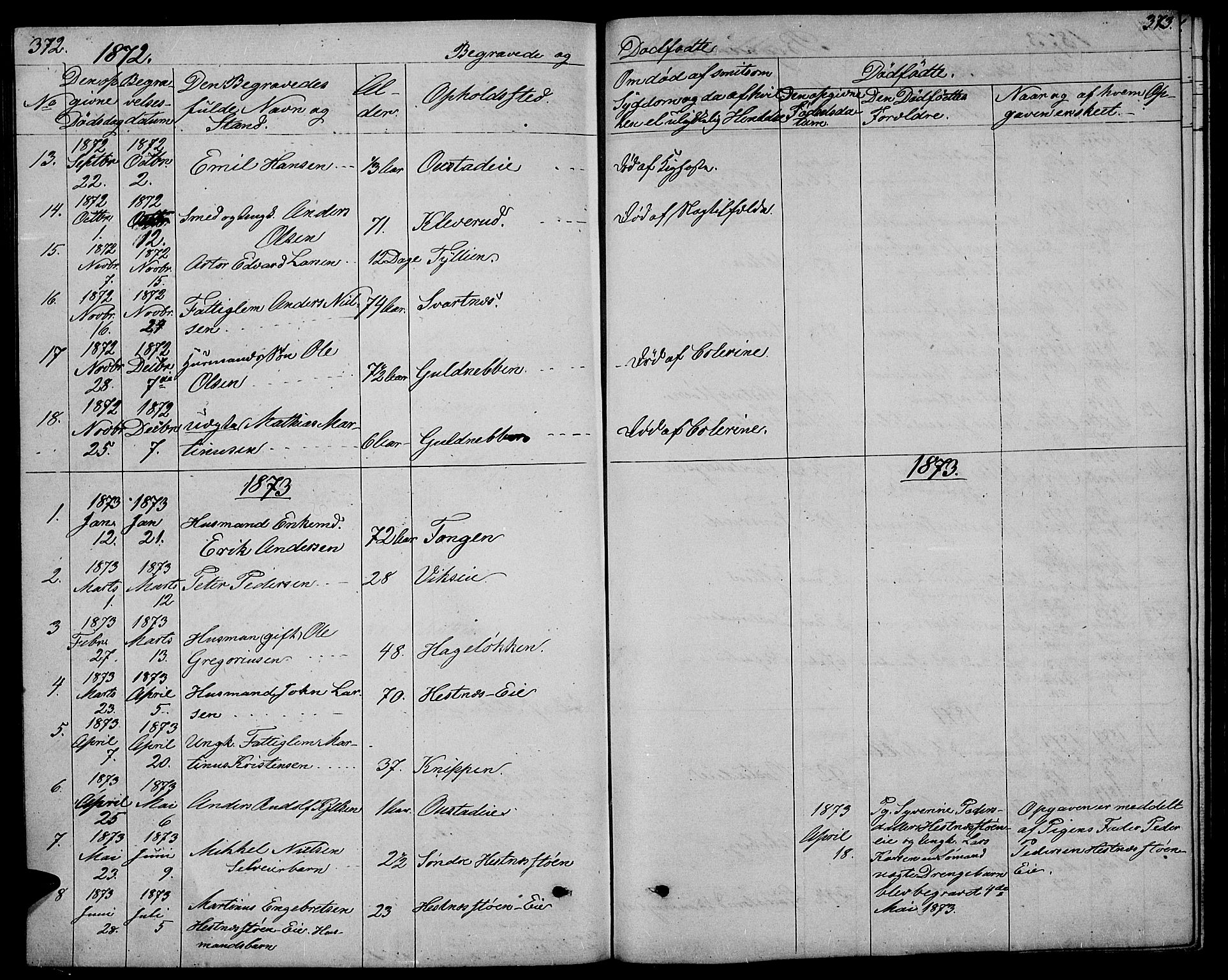 Stange prestekontor, SAH/PREST-002/L/L0005: Parish register (copy) no. 5, 1861-1881, p. 372-373