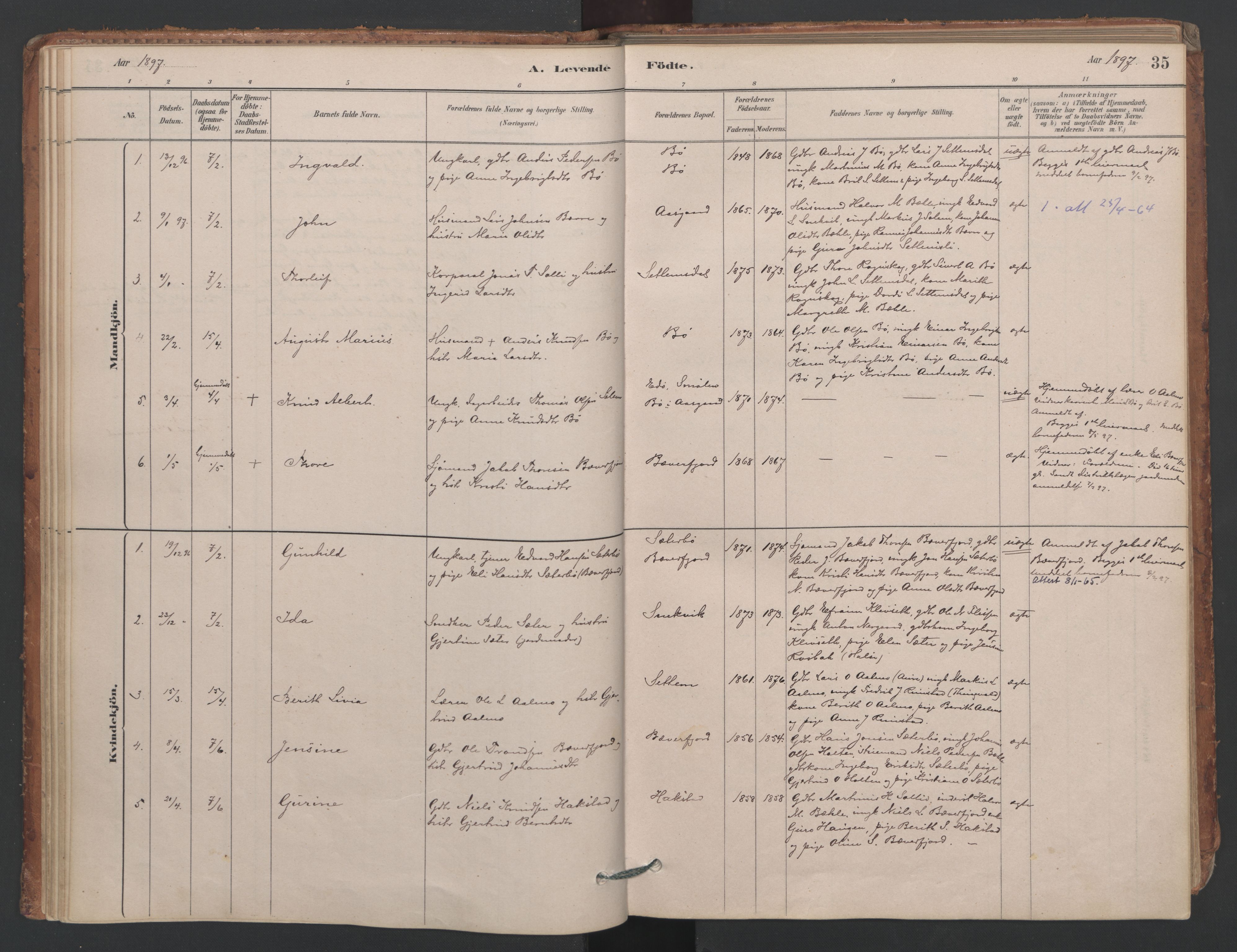 Ministerialprotokoller, klokkerbøker og fødselsregistre - Møre og Romsdal, AV/SAT-A-1454/594/L1036: Parish register (official) no. 594A02 (?), 1879-1910, p. 35