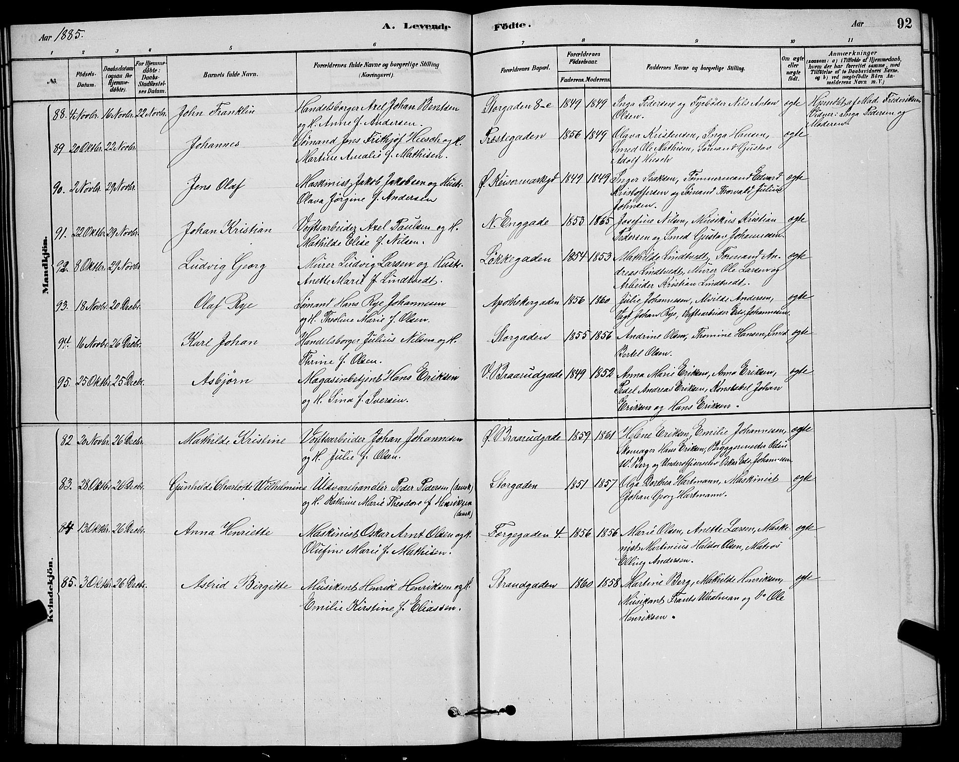 Horten kirkebøker, AV/SAKO-A-348/G/Ga/L0003: Parish register (copy) no. 4, 1878-1887, p. 92