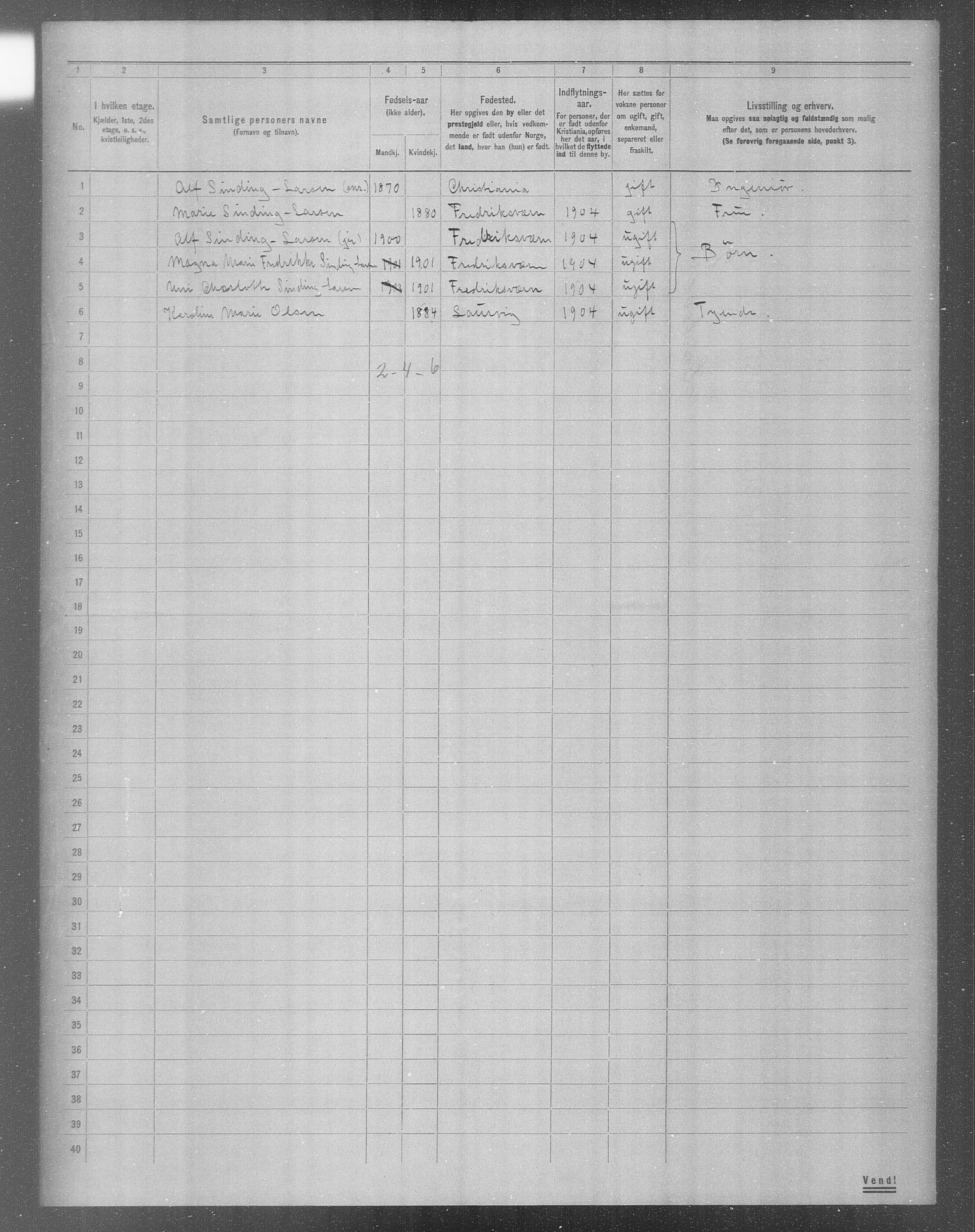 OBA, Municipal Census 1904 for Kristiania, 1904, p. 11213