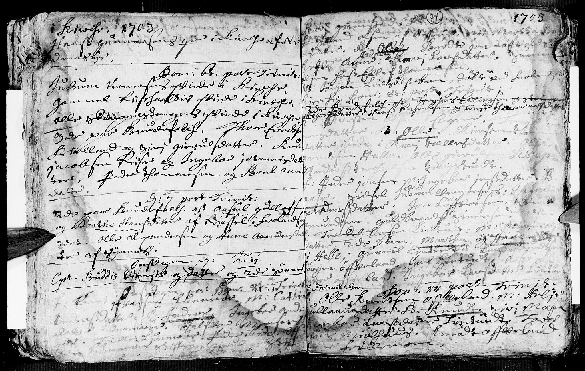 Øyestad sokneprestkontor, AV/SAK-1111-0049/F/Fa/L0002: Parish register (official) no. A 2, 1692-1722, p. 74