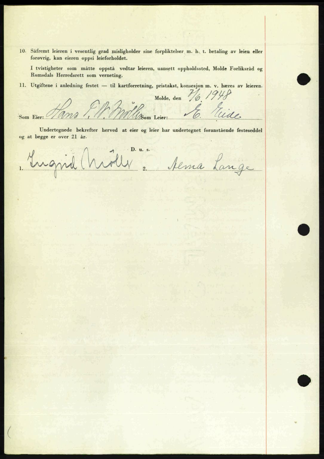 Romsdal sorenskriveri, AV/SAT-A-4149/1/2/2C: Mortgage book no. A26, 1948-1948, Diary no: : 1441/1948