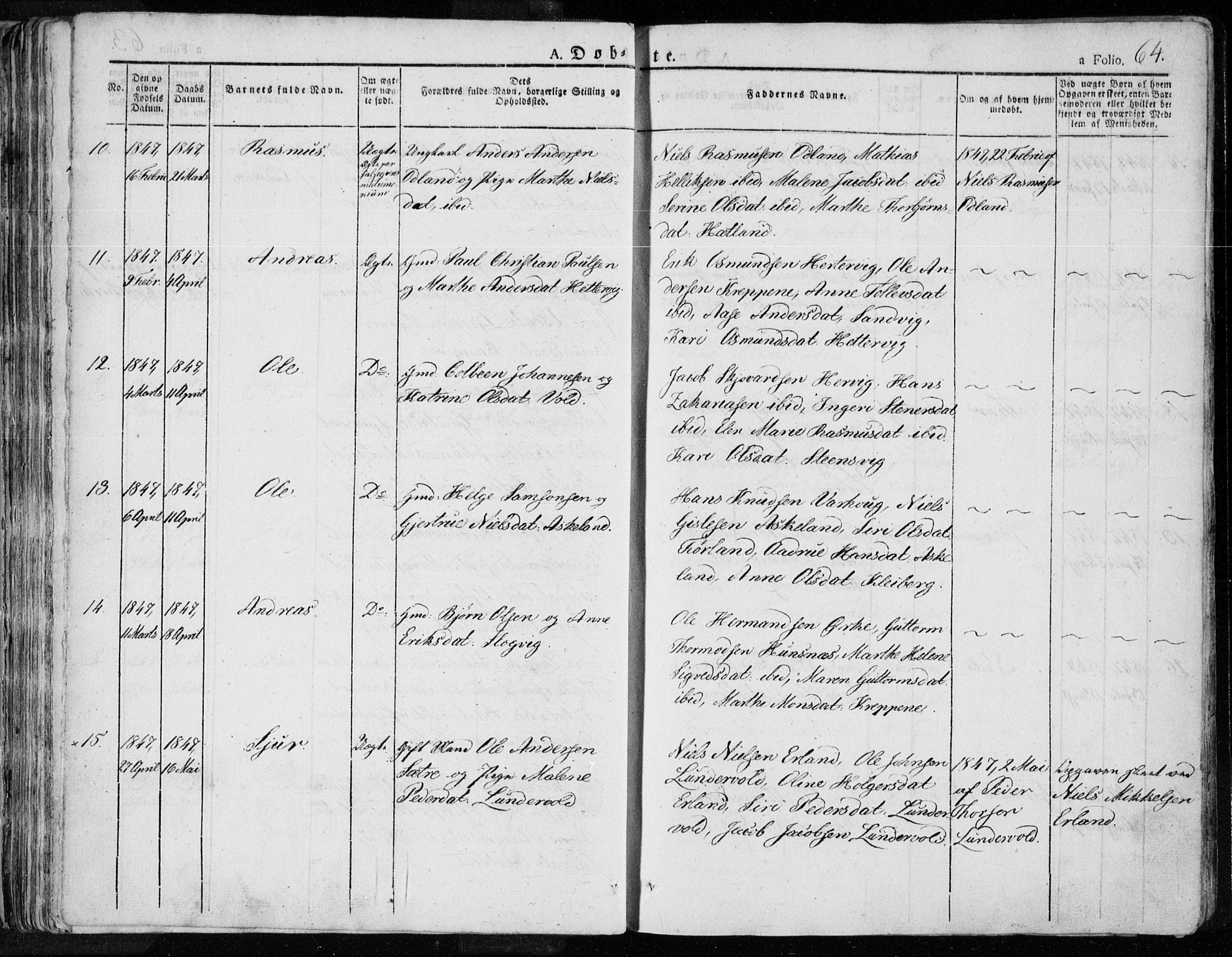 Tysvær sokneprestkontor, AV/SAST-A -101864/H/Ha/Haa/L0001: Parish register (official) no. A 1.1, 1831-1856, p. 64