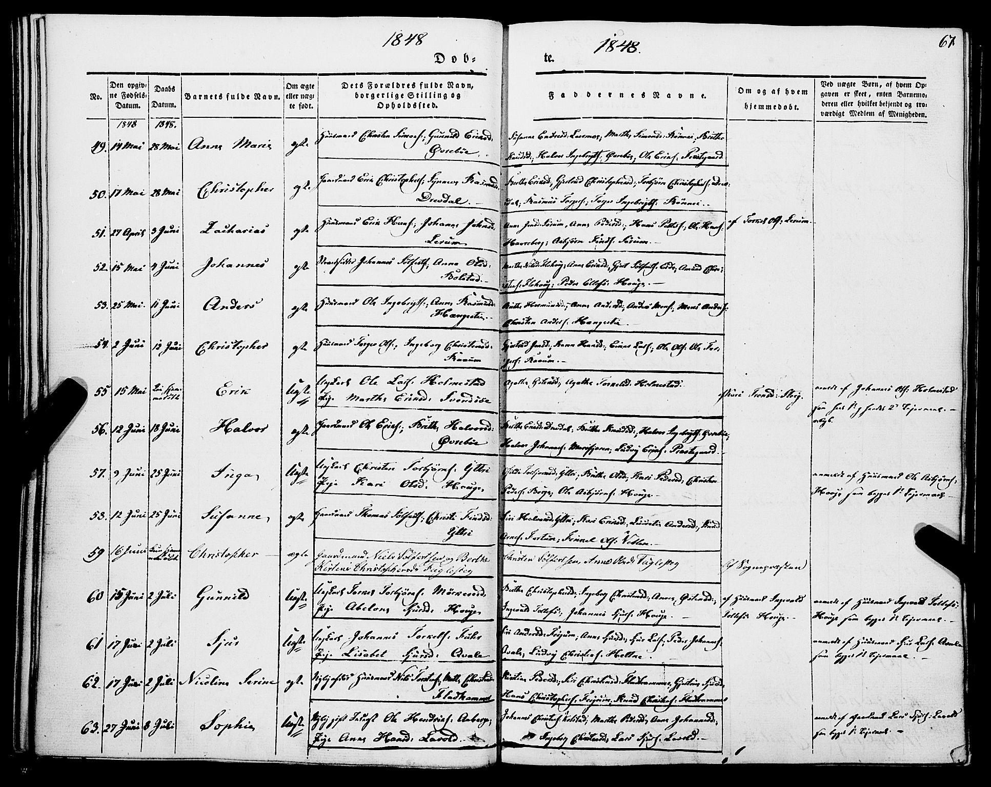 Luster sokneprestembete, AV/SAB-A-81101/H/Haa/Haaa/L0006: Parish register (official) no. A 6, 1840-1848, p. 67