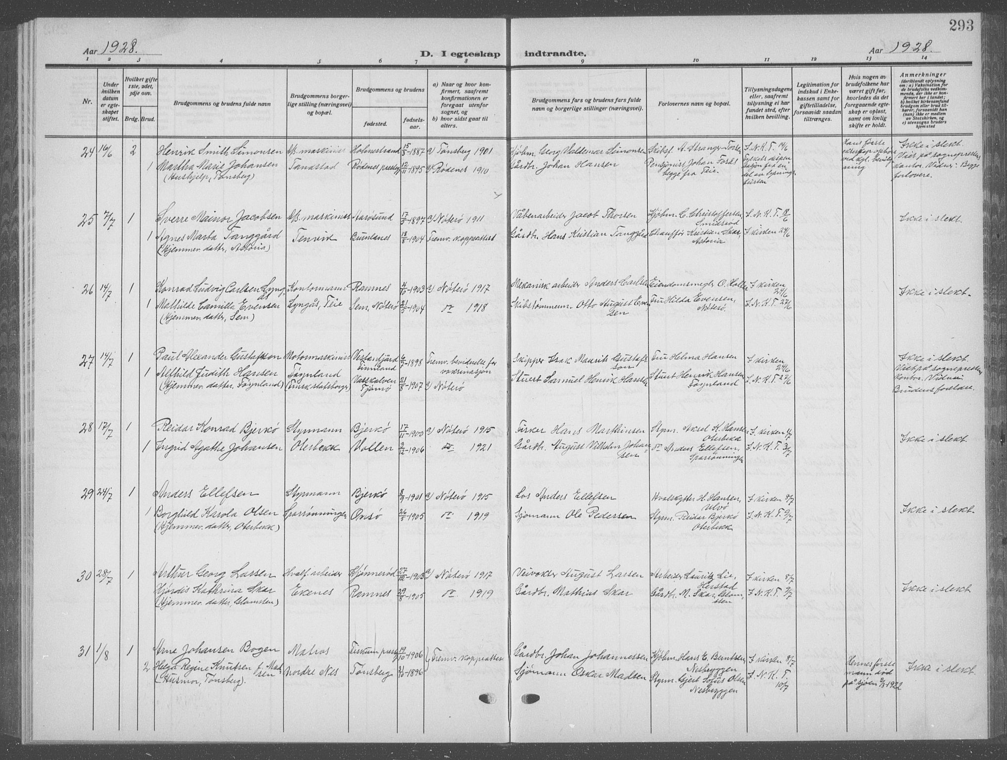 Nøtterøy kirkebøker, AV/SAKO-A-354/G/Ga/L0006: Parish register (copy) no. I 6, 1925-1939, p. 293