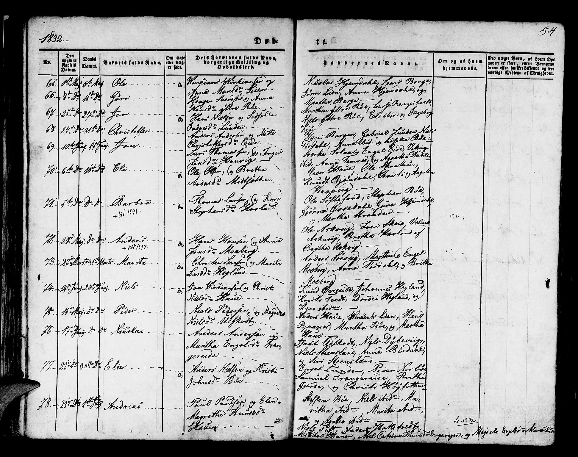 Os sokneprestembete, AV/SAB-A-99929: Parish register (official) no. A 14, 1826-1839, p. 54