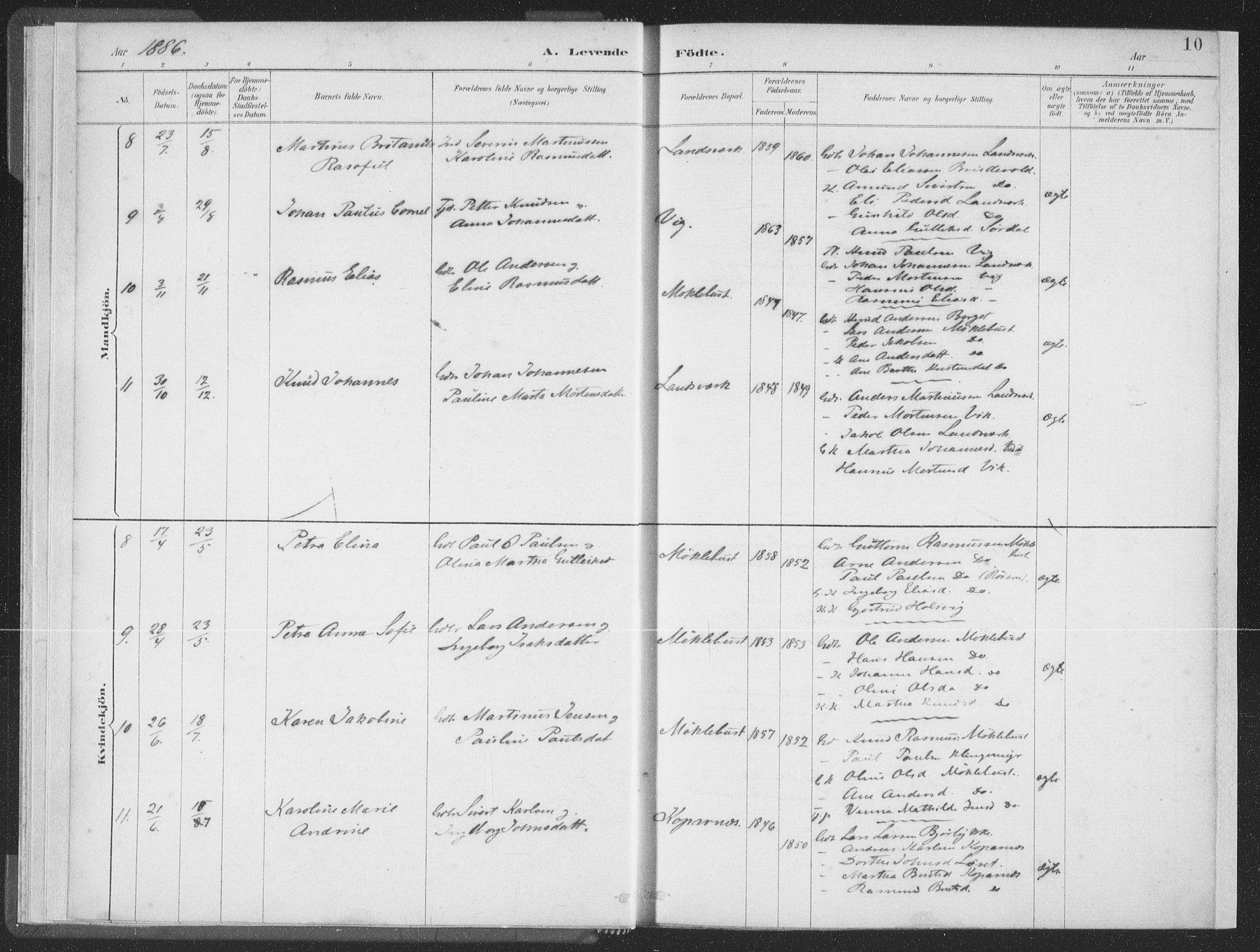 Ministerialprotokoller, klokkerbøker og fødselsregistre - Møre og Romsdal, AV/SAT-A-1454/502/L0025: Parish register (official) no. 502A03, 1885-1909, p. 10