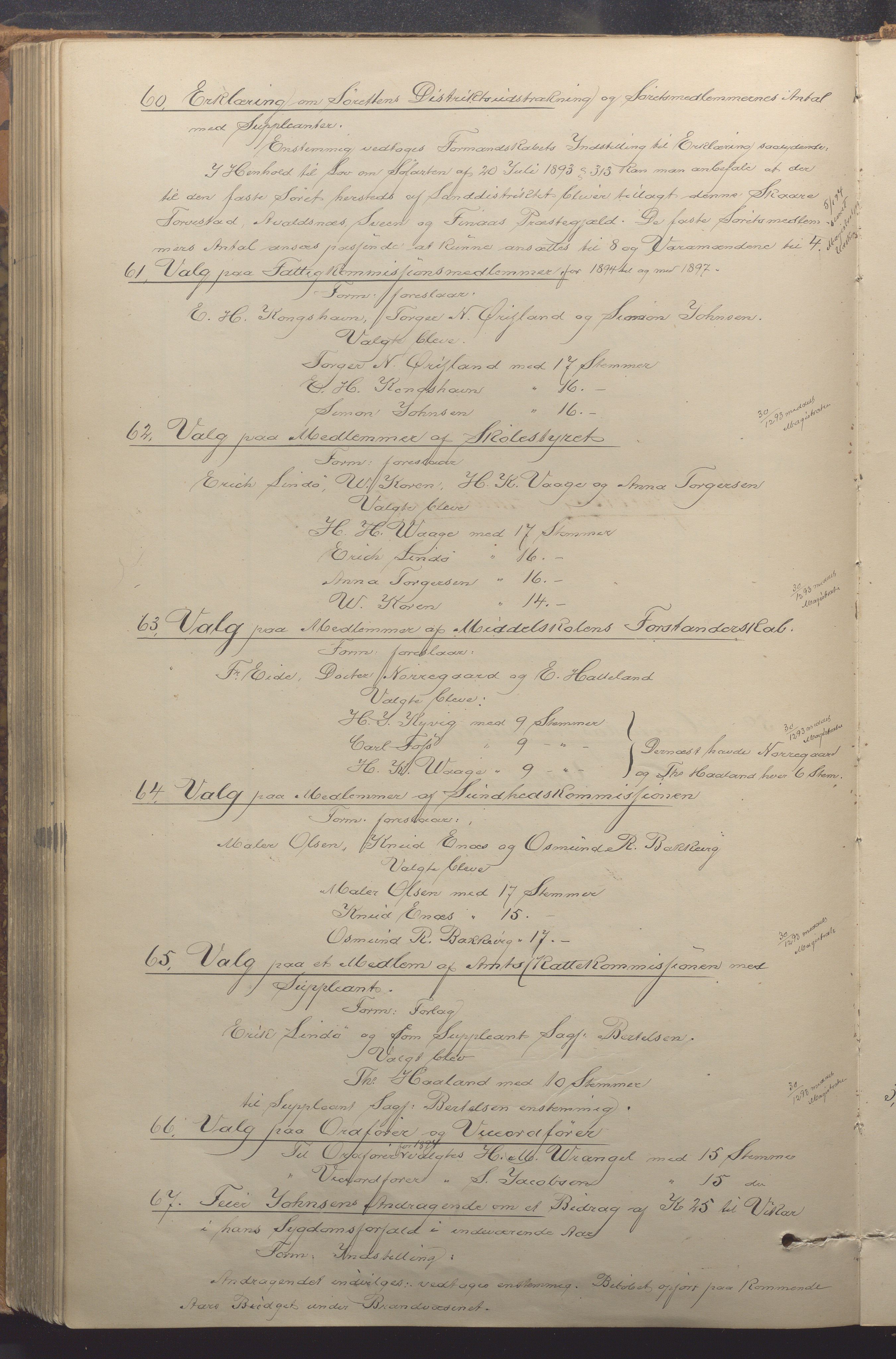 Haugesund kommune - Formannskapet, IKAR/X-0001/A/L0005: Møtebok, 1887-1895, p. 164b