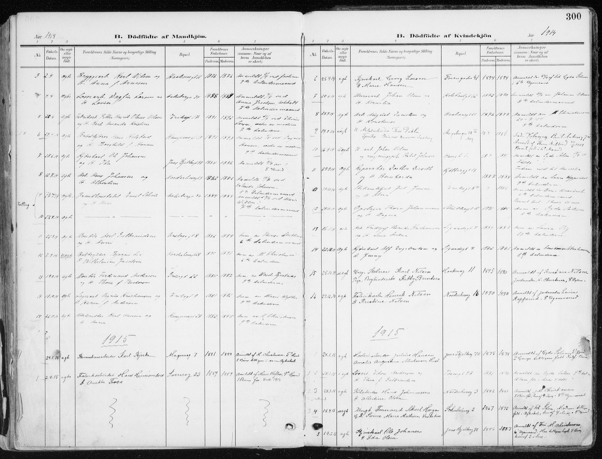 Kampen prestekontor Kirkebøker, SAO/A-10853/F/Fa/L0010: Parish register (official) no. I 10, 1905-1917, p. 300