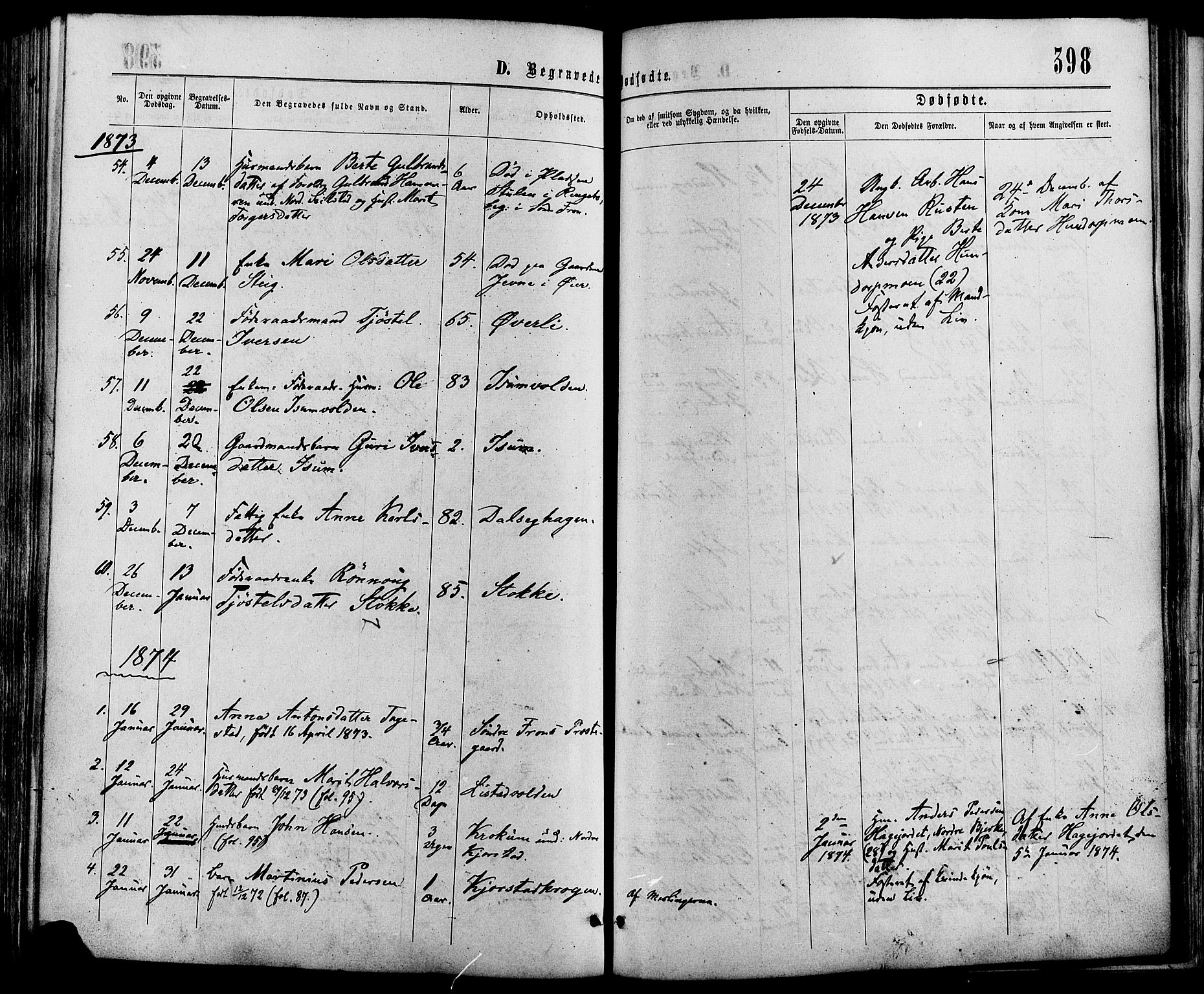 Sør-Fron prestekontor, SAH/PREST-010/H/Ha/Haa/L0002: Parish register (official) no. 2, 1864-1880, p. 398