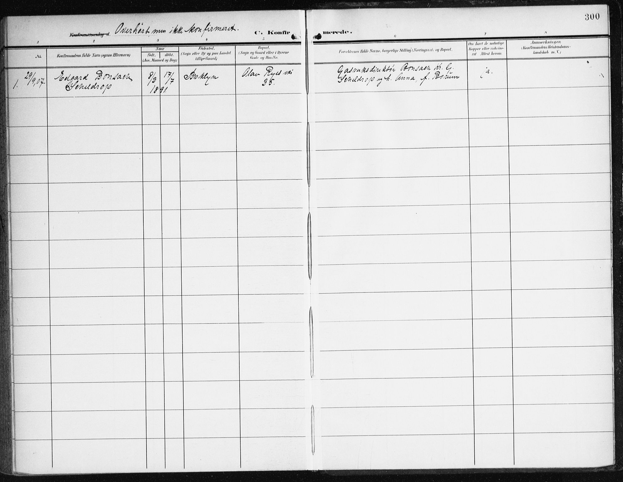 Johanneskirken sokneprestembete, AV/SAB-A-76001/H/Haa/L0009: Parish register (official) no. C 2, 1907-1924, p. 300