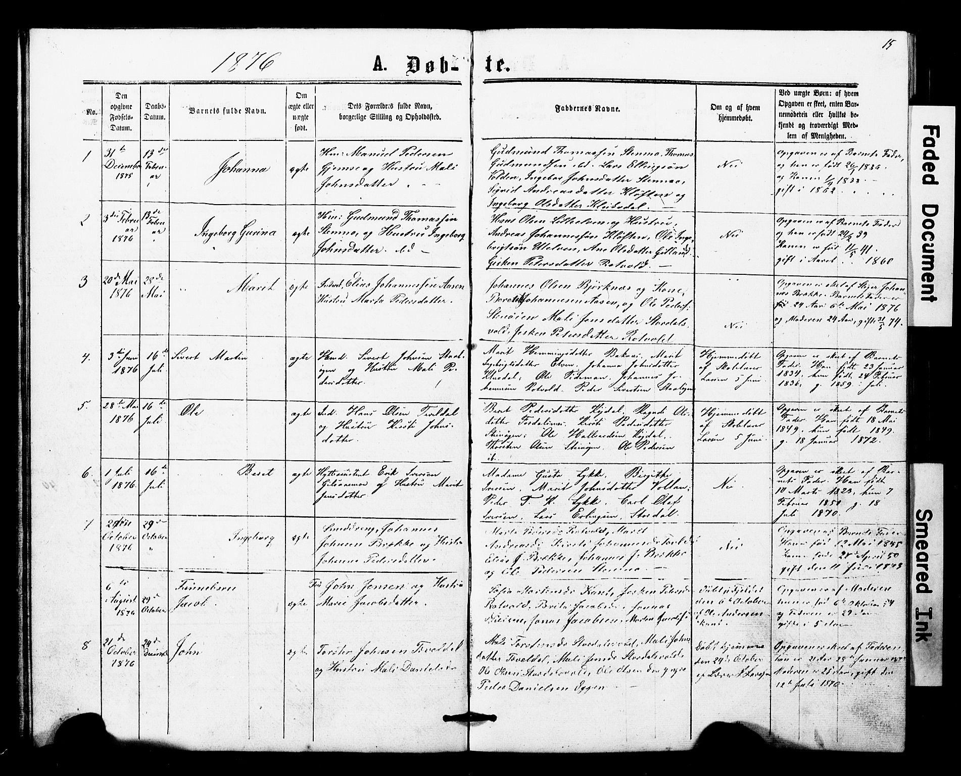 Ministerialprotokoller, klokkerbøker og fødselsregistre - Nord-Trøndelag, SAT/A-1458/707/L0052: Parish register (copy) no. 707C01, 1864-1897, p. 15