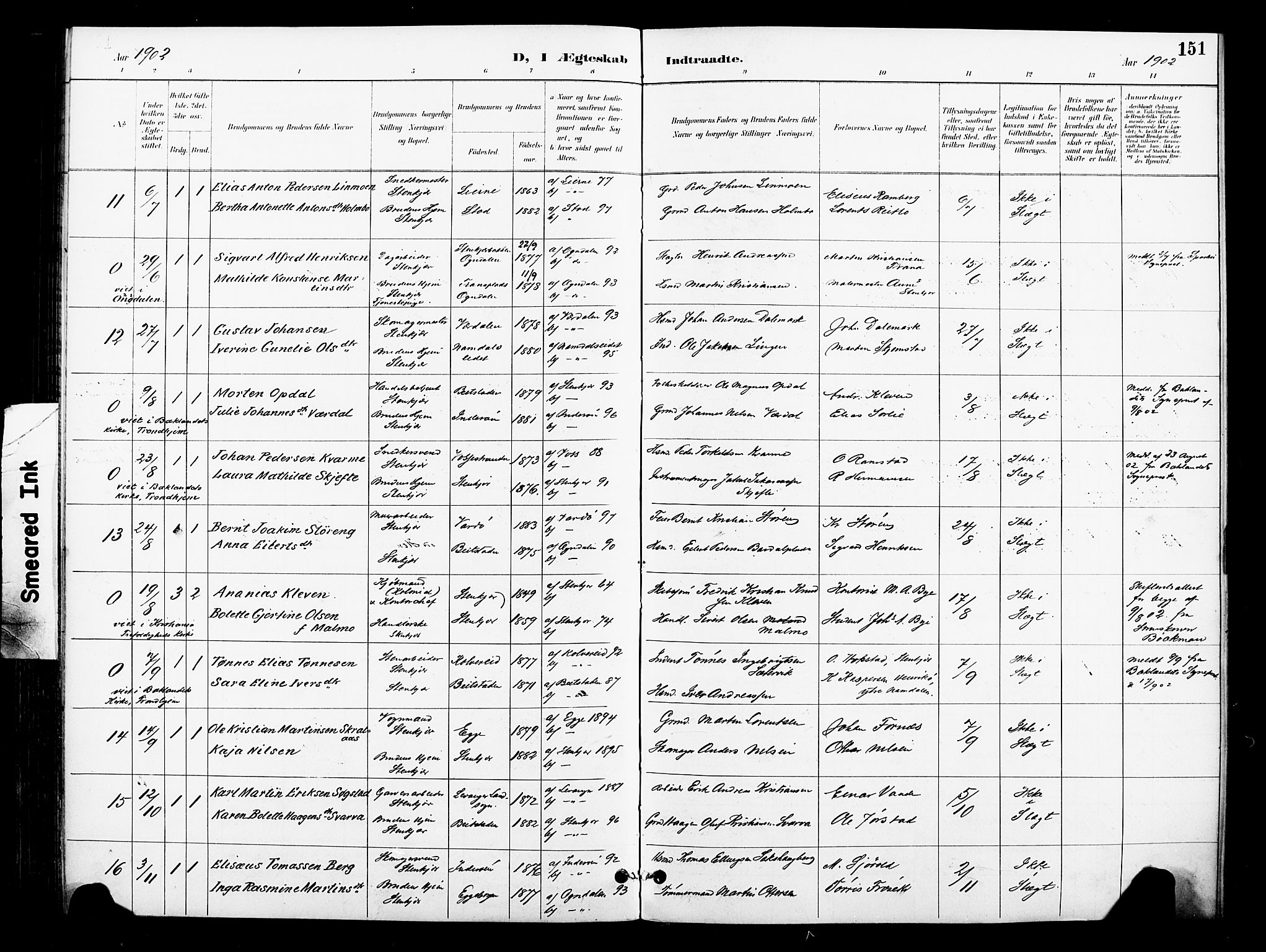 Ministerialprotokoller, klokkerbøker og fødselsregistre - Nord-Trøndelag, SAT/A-1458/739/L0372: Parish register (official) no. 739A04, 1895-1903, p. 151