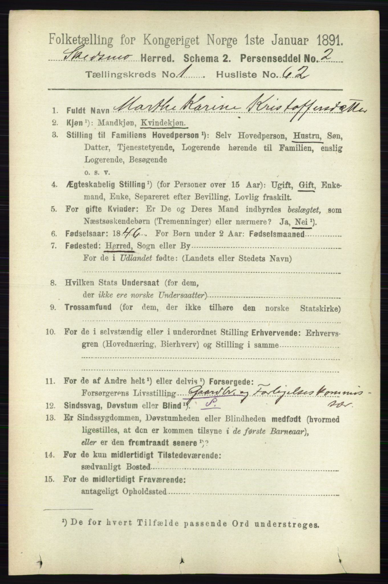 RA, 1891 census for 0231 Skedsmo, 1891, p. 499