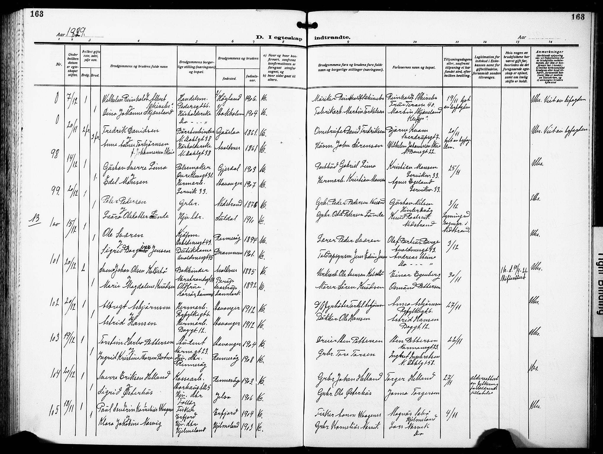 St. Johannes sokneprestkontor, AV/SAST-A-101814/001/30/30BB/L0007: Parish register (copy) no. B 7, 1917-1932, p. 163