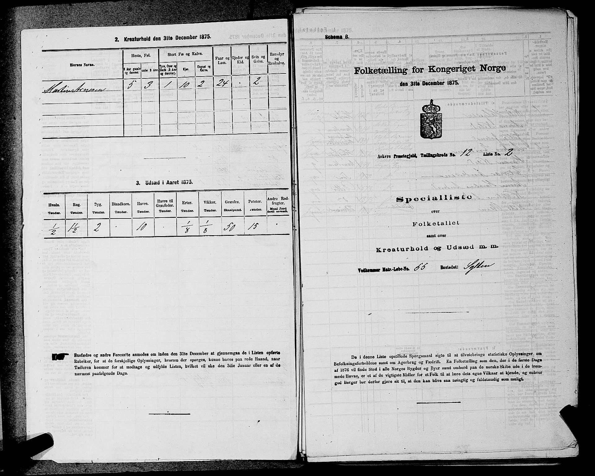 RA, 1875 census for 0220P Asker, 1875, p. 2034