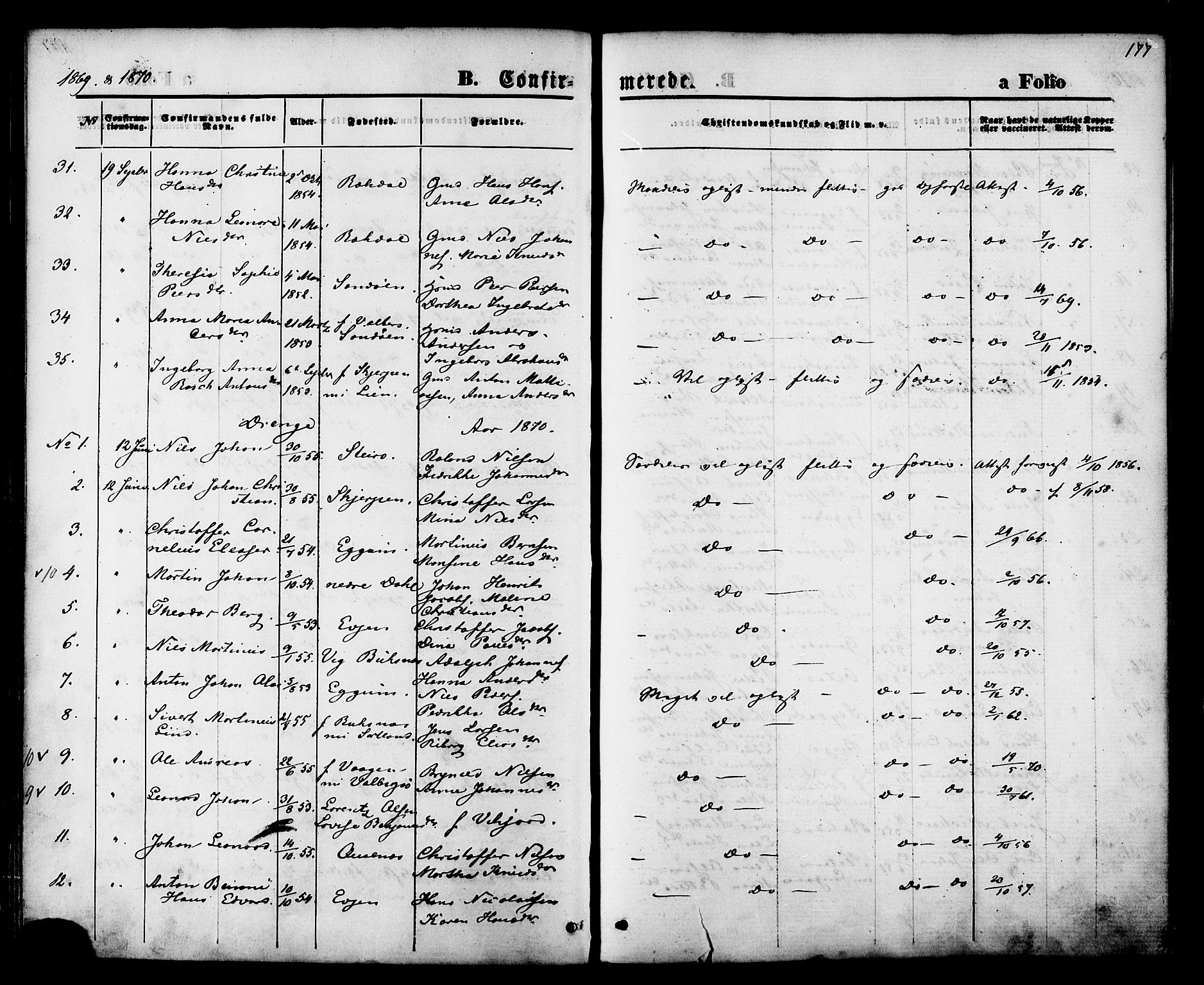 Ministerialprotokoller, klokkerbøker og fødselsregistre - Nordland, SAT/A-1459/880/L1132: Parish register (official) no. 880A06, 1869-1887, p. 177
