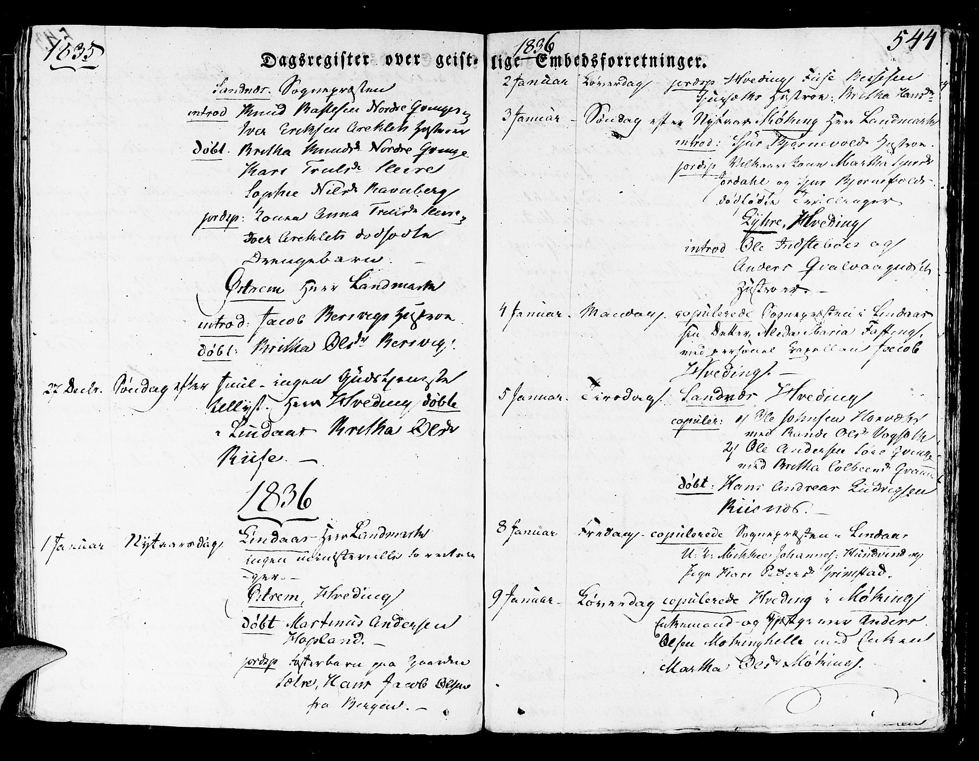 Lindås Sokneprestembete, SAB/A-76701/H/Haa: Parish register (official) no. A 8, 1823-1836, p. 544