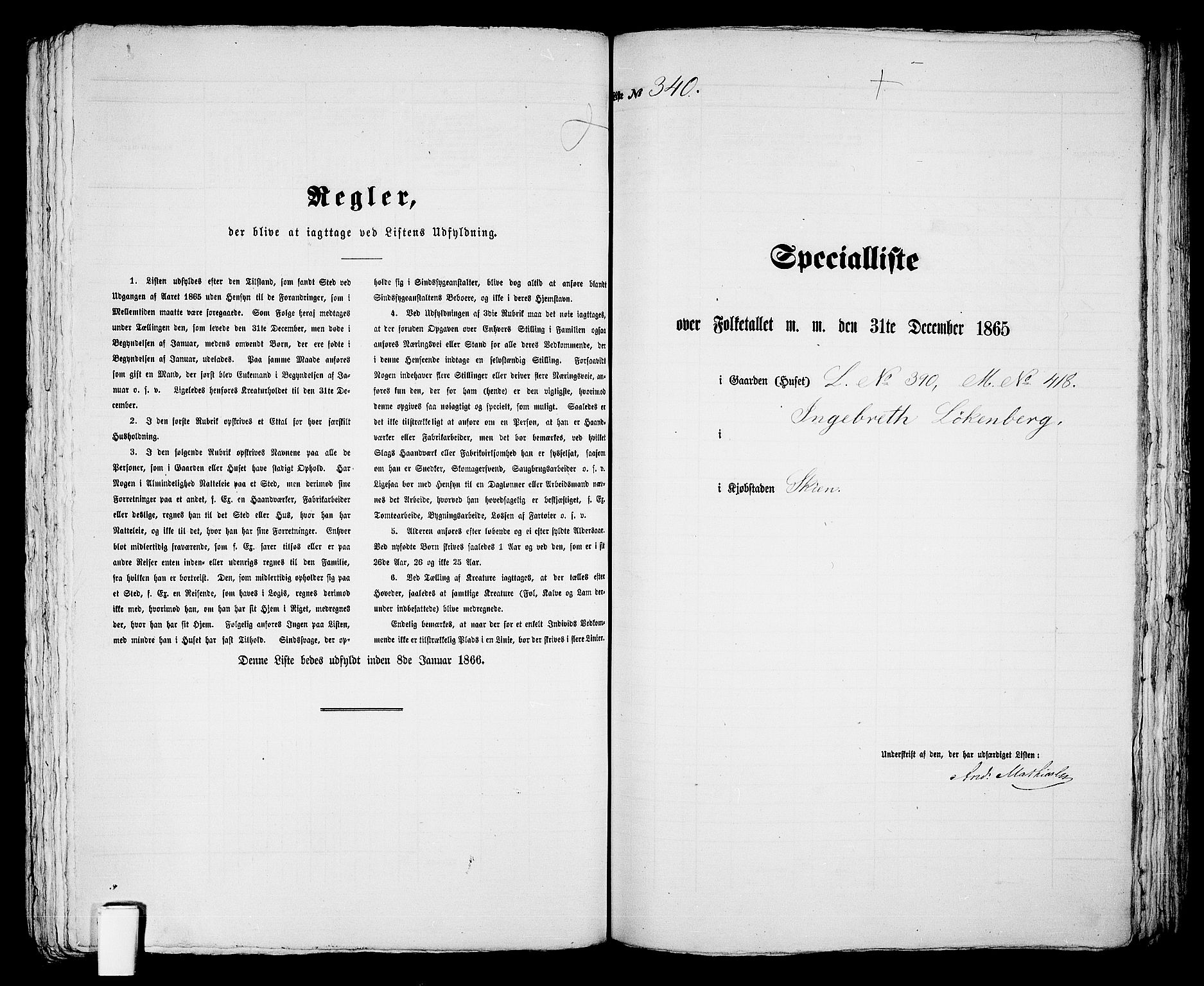 RA, 1865 census for Skien, 1865, p. 694