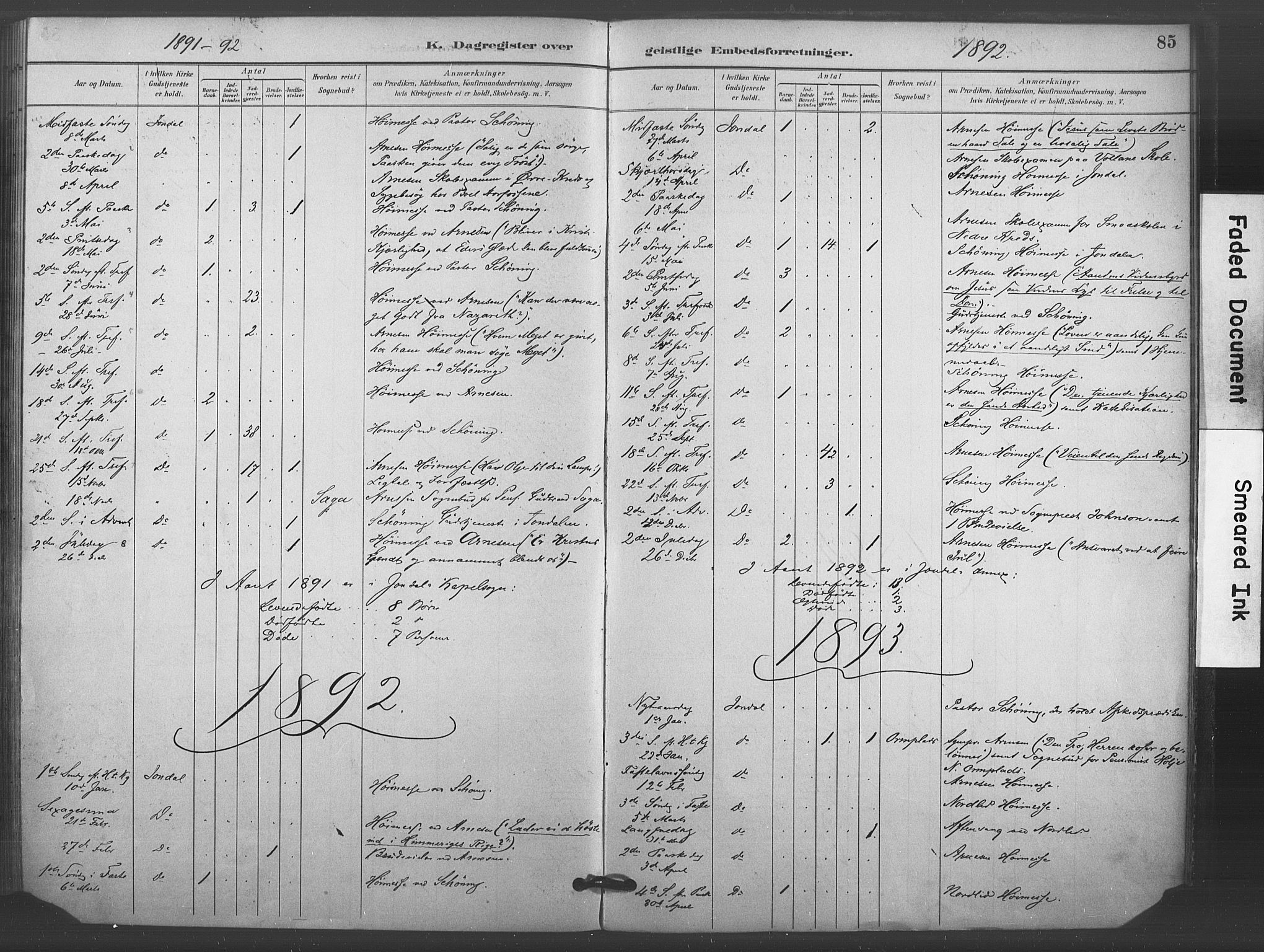 Kongsberg kirkebøker, SAKO/A-22/F/Fc/L0001: Parish register (official) no. III 1, 1883-1897, p. 85