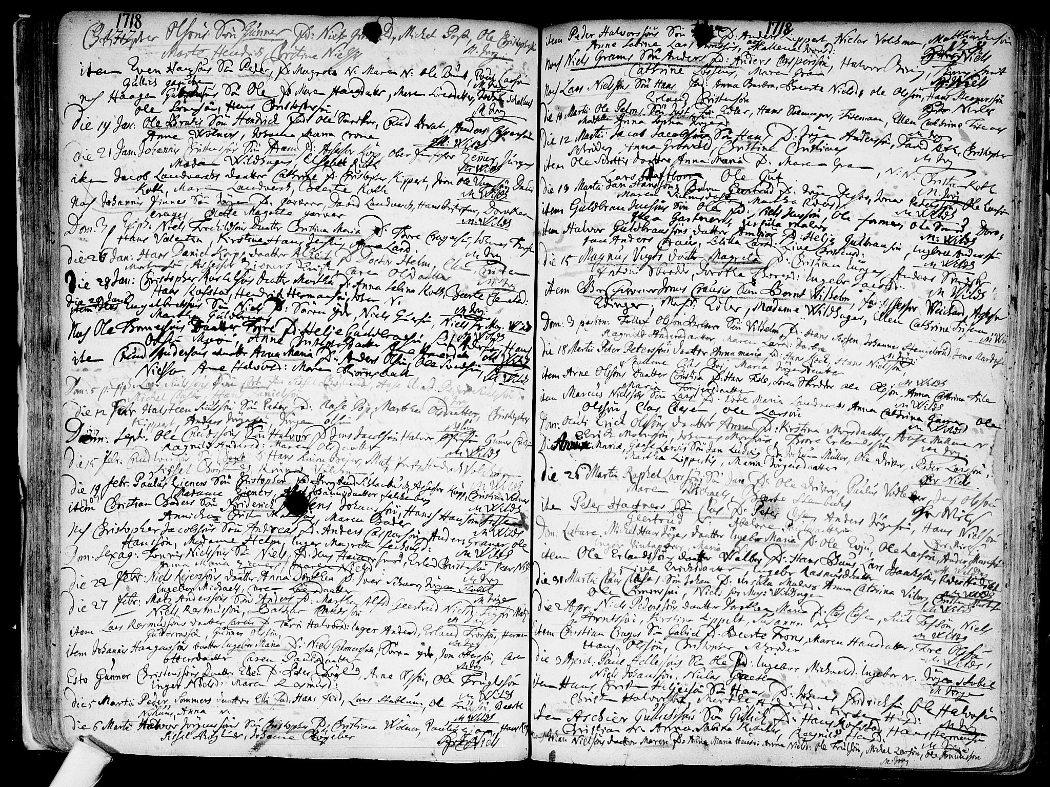 Kongsberg kirkebøker, AV/SAKO-A-22/F/Fa/L0001: Parish register (official) no. I 1, 1696-1720, p. 127-128