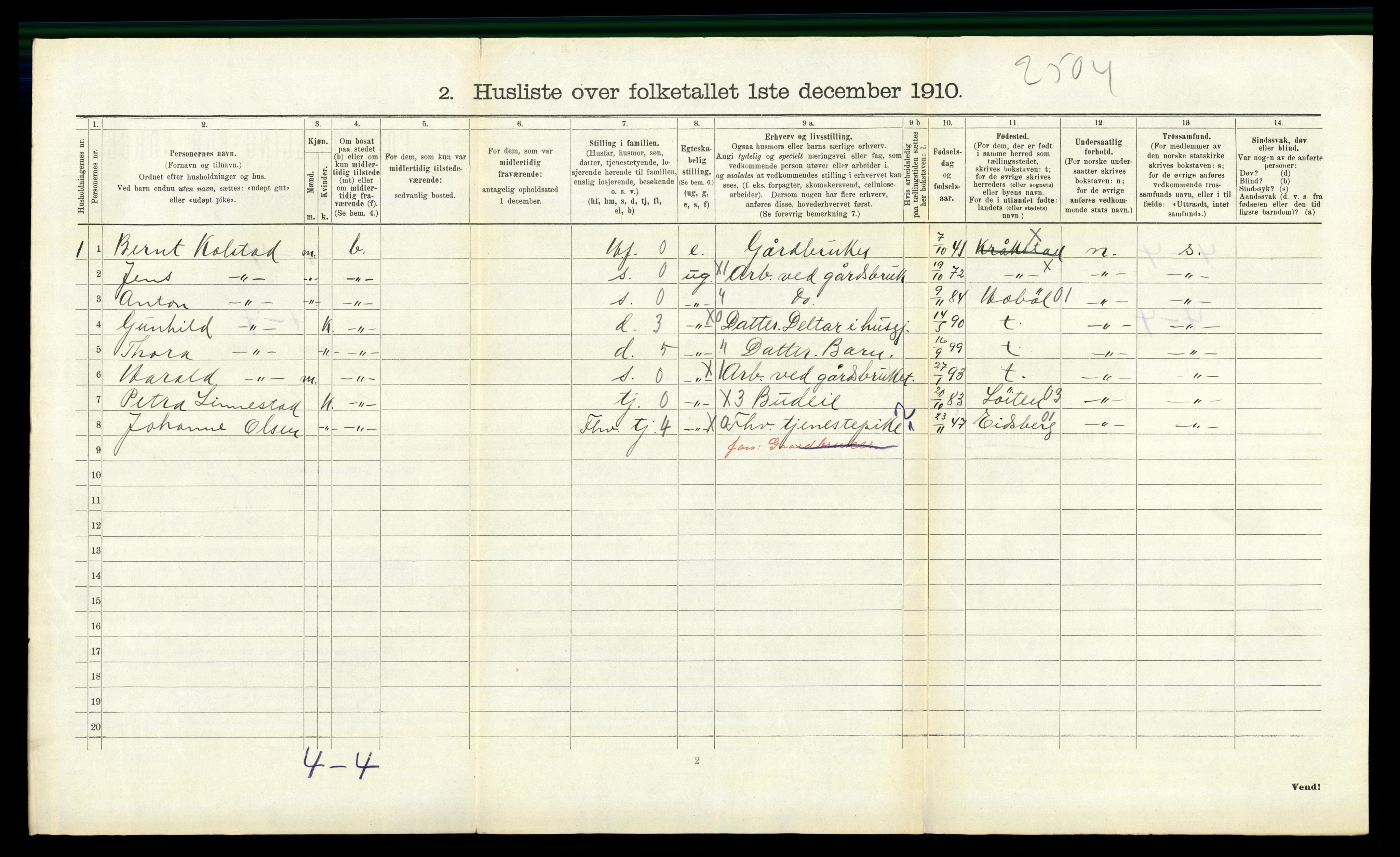 RA, 1910 census for Kråkstad, 1910, p. 718