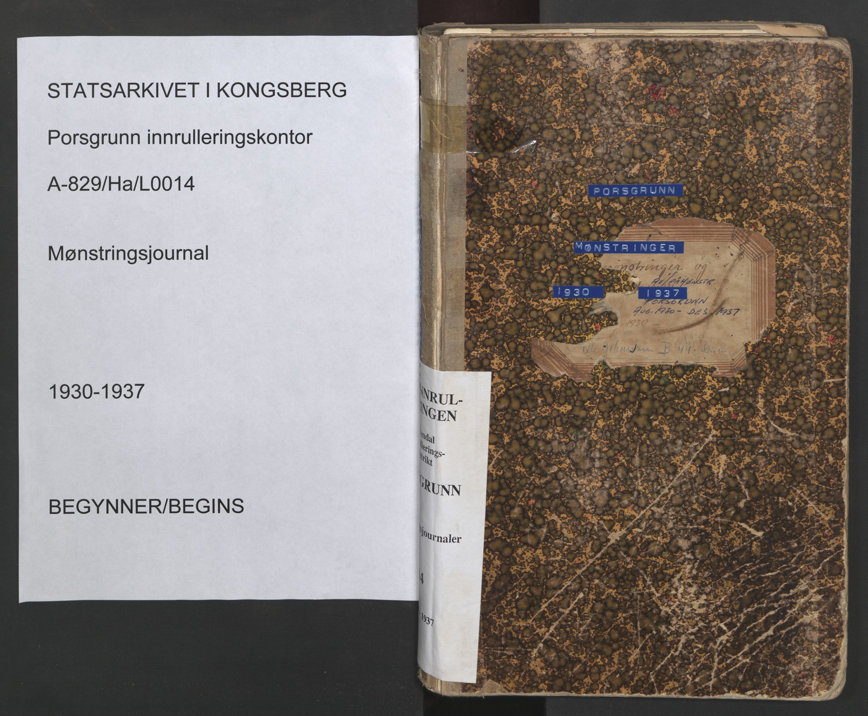 Porsgrunn innrulleringskontor, SAKO/A-829/H/Ha/L0014: Mønstringsjournal, 1930-1937, p. 1