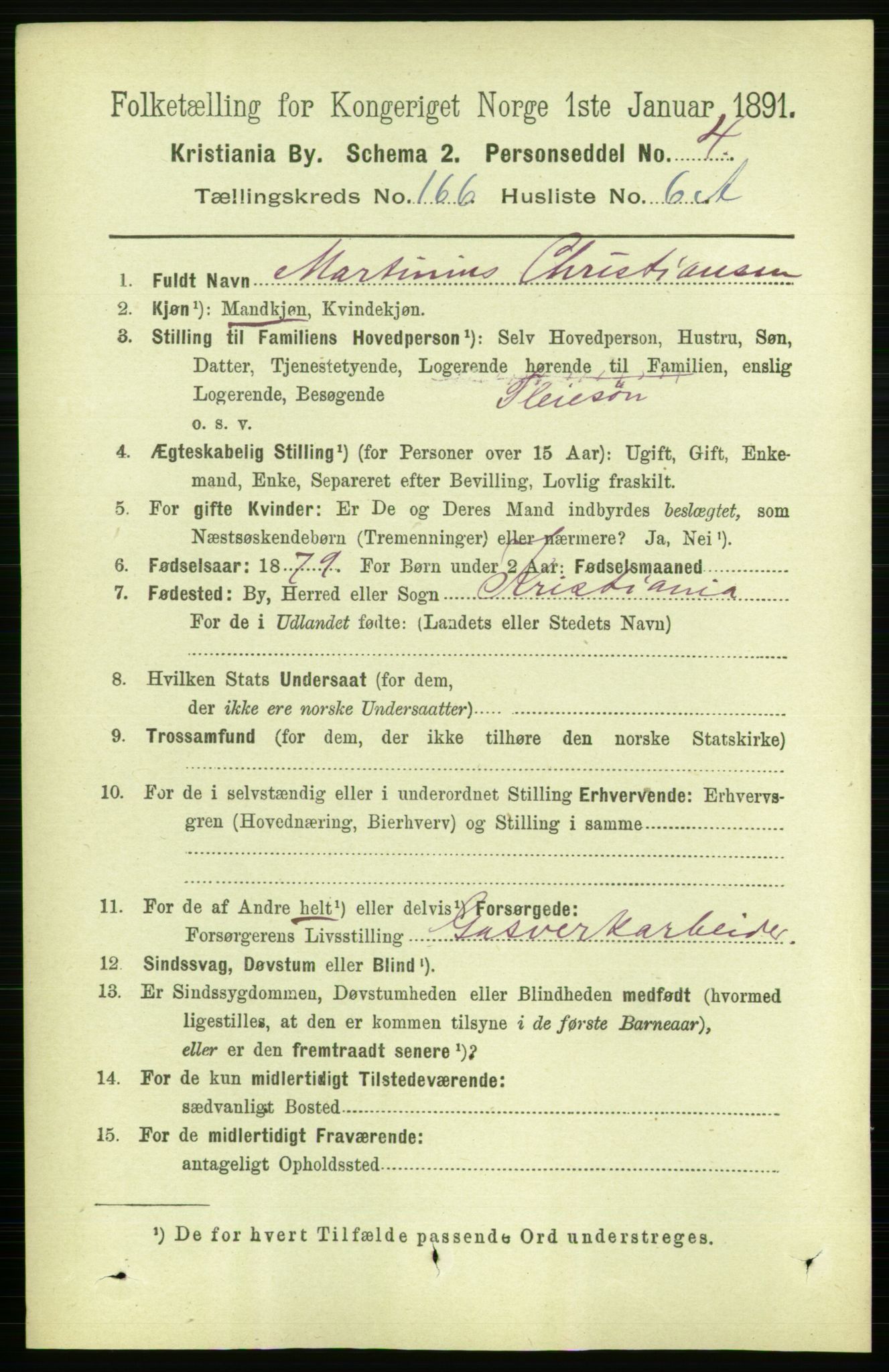 RA, 1891 census for 0301 Kristiania, 1891, p. 96666