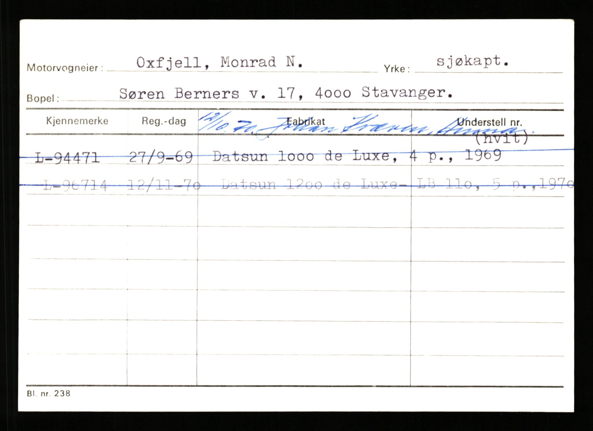 Stavanger trafikkstasjon, SAST/A-101942/0/H/L0029: Omdal - Polaris, 1930-1971, p. 1339