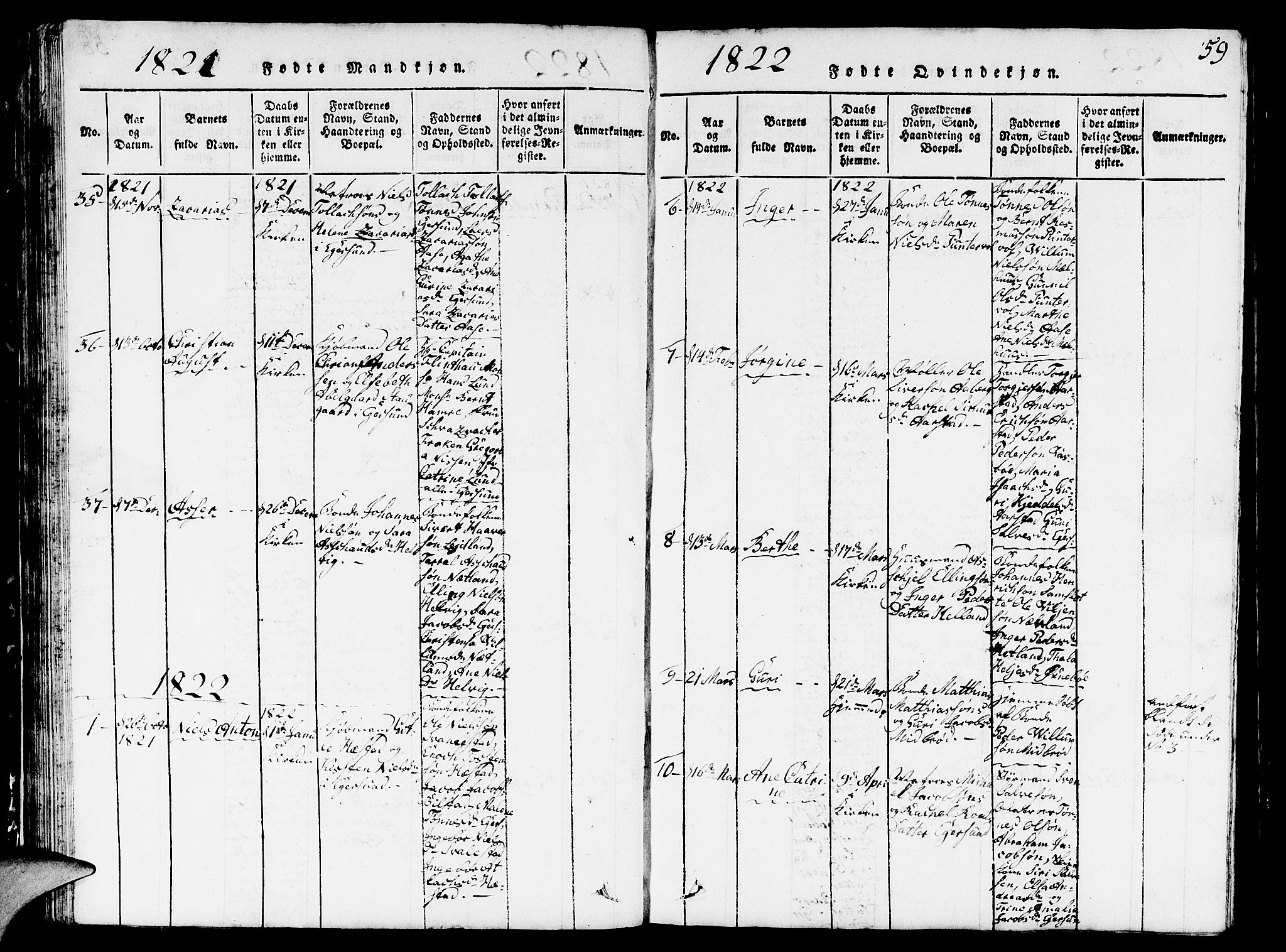 Eigersund sokneprestkontor, AV/SAST-A-101807/S09/L0001: Parish register (copy) no. B 1, 1815-1827, p. 59