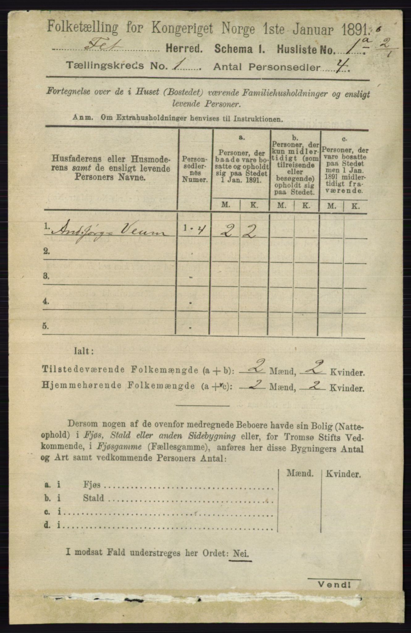 RA, 1891 census for 0227 Fet, 1891, p. 29