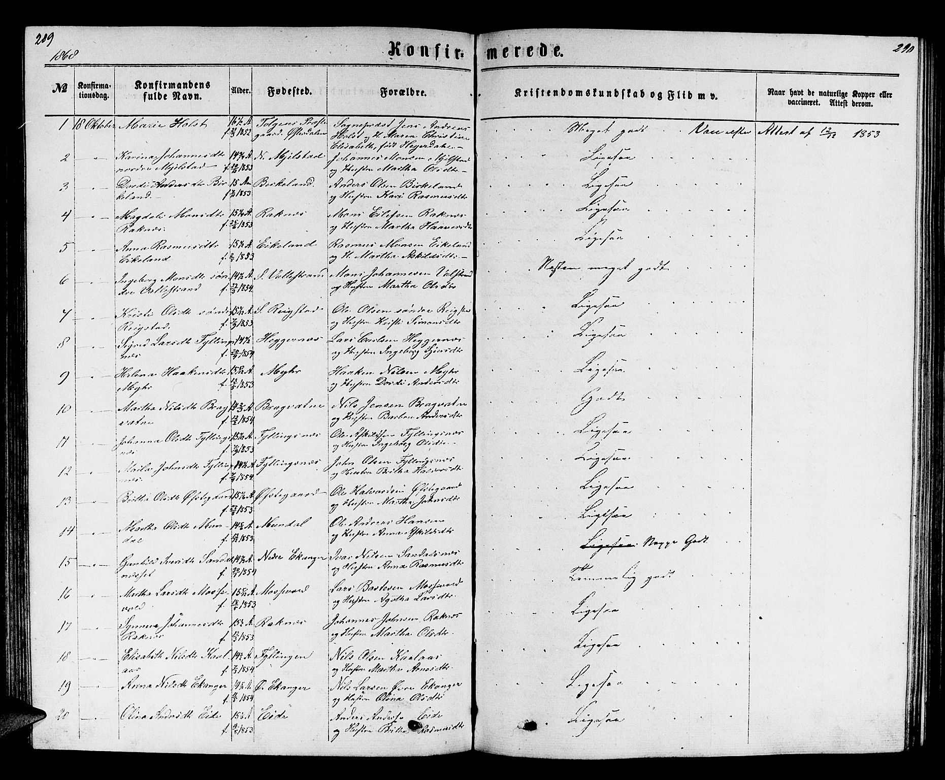Hamre sokneprestembete, SAB/A-75501/H/Ha/Hab: Parish register (copy) no. B 2, 1863-1880, p. 289-290