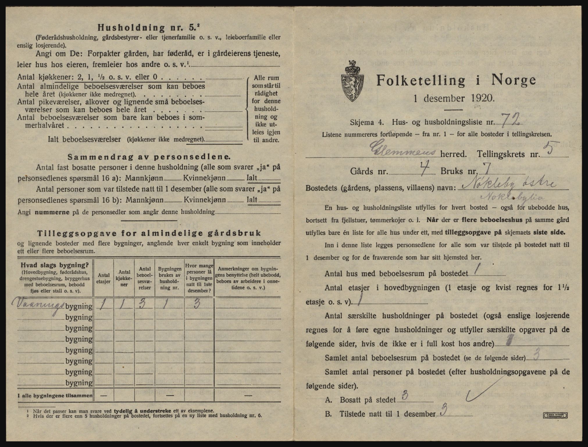 SAO, 1920 census for Glemmen, 1920, p. 1799
