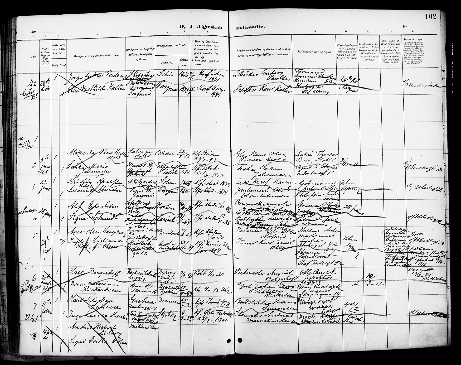 Uranienborg prestekontor Kirkebøker, SAO/A-10877/H/Ha/L0004: Banns register no. I 4, 1901-1915, p. 102