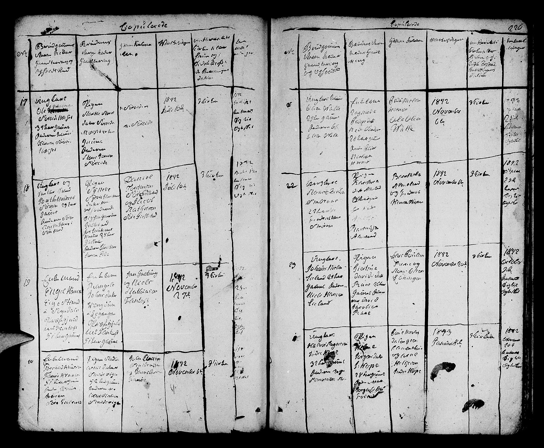 Fana Sokneprestembete, AV/SAB-A-75101/H/Hab/Habb/L0001: Parish register (copy) no. B 1, 1837-1855, p. 220