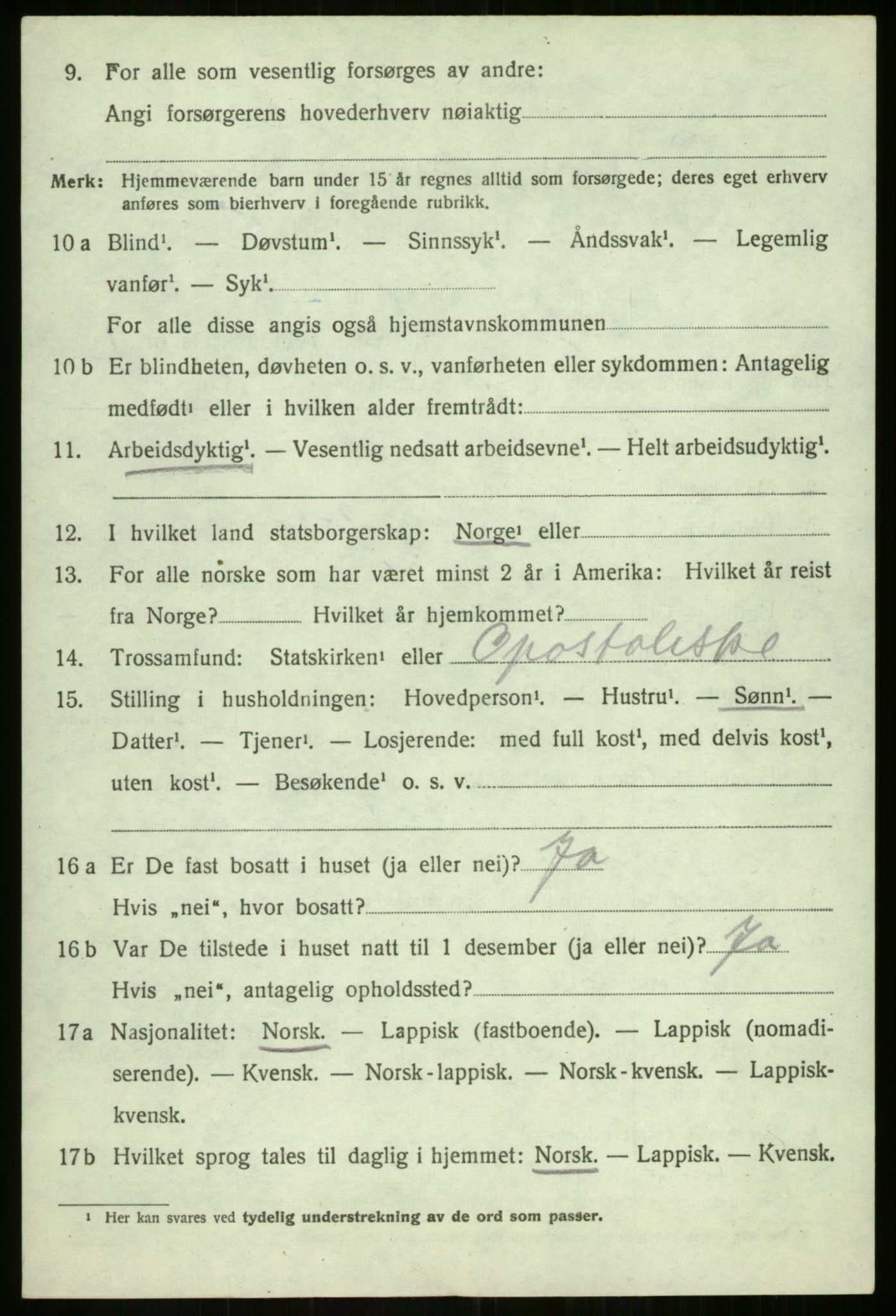 SATØ, 1920 census for Balsfjord, 1920, p. 3805