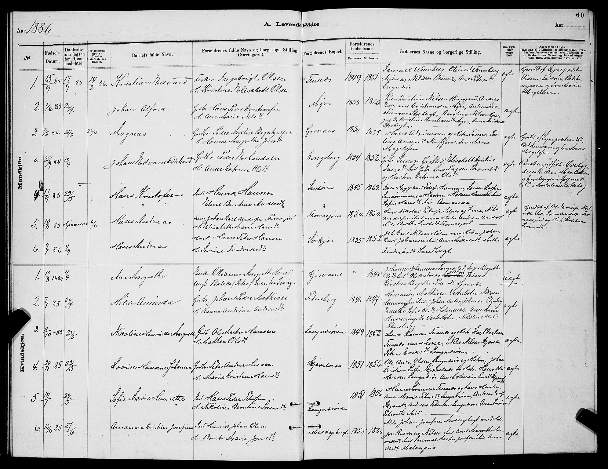 Balsfjord sokneprestembete, SATØ/S-1303/G/Ga/L0007klokker: Parish register (copy) no. 7, 1878-1889, p. 60