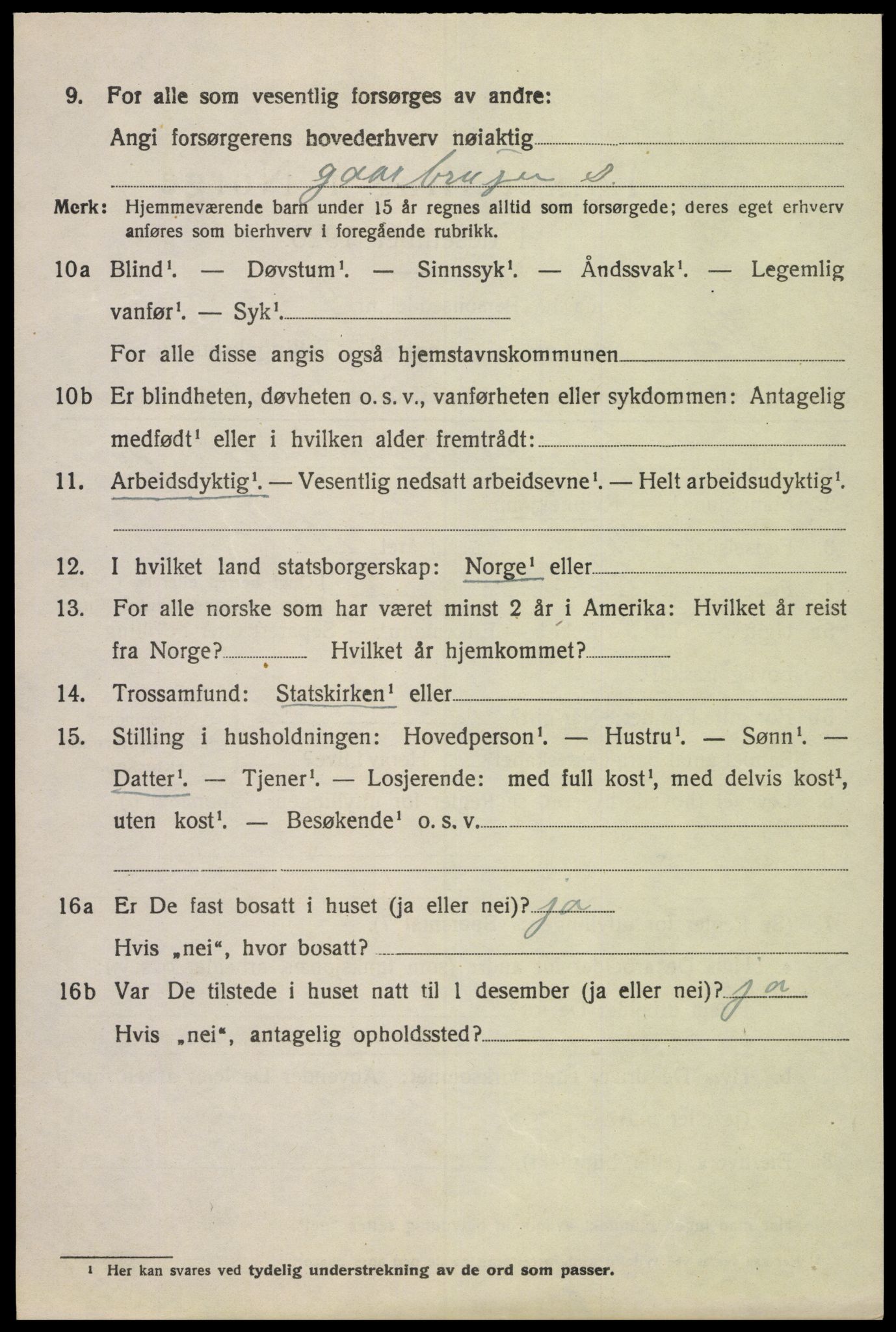 SAK, 1920 census for Hægebostad, 1920, p. 2136